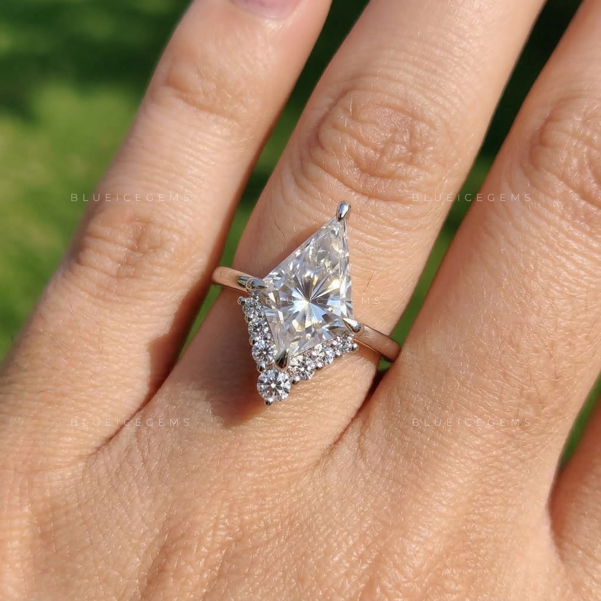 Geometric Zenith Kite Cut Moissanite Ring