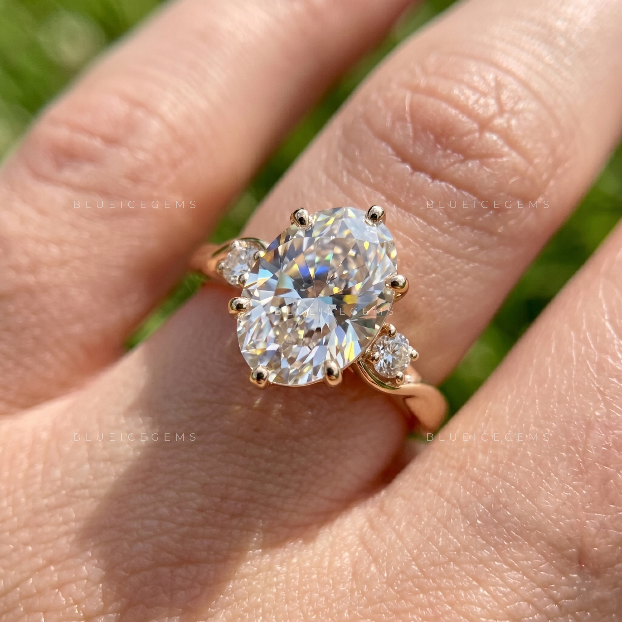 Ethereal Majesty Oval Brilliant Cut Pave Accent Engagement Ring