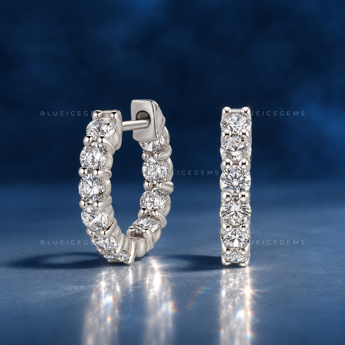 Double-Sided Round Diamond Huggie Earrings