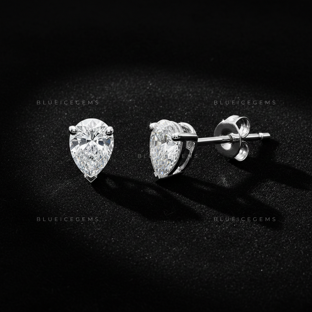 The Teardrop Zenith: Pear Diamond Stud Earrings
