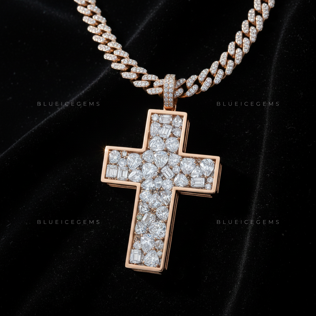 The Architectural Mosaic: Rose Gold Cross & Multi-Cut Diamond Sovereign