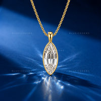Step Cut Marquise Solitaire Diamond Pendant