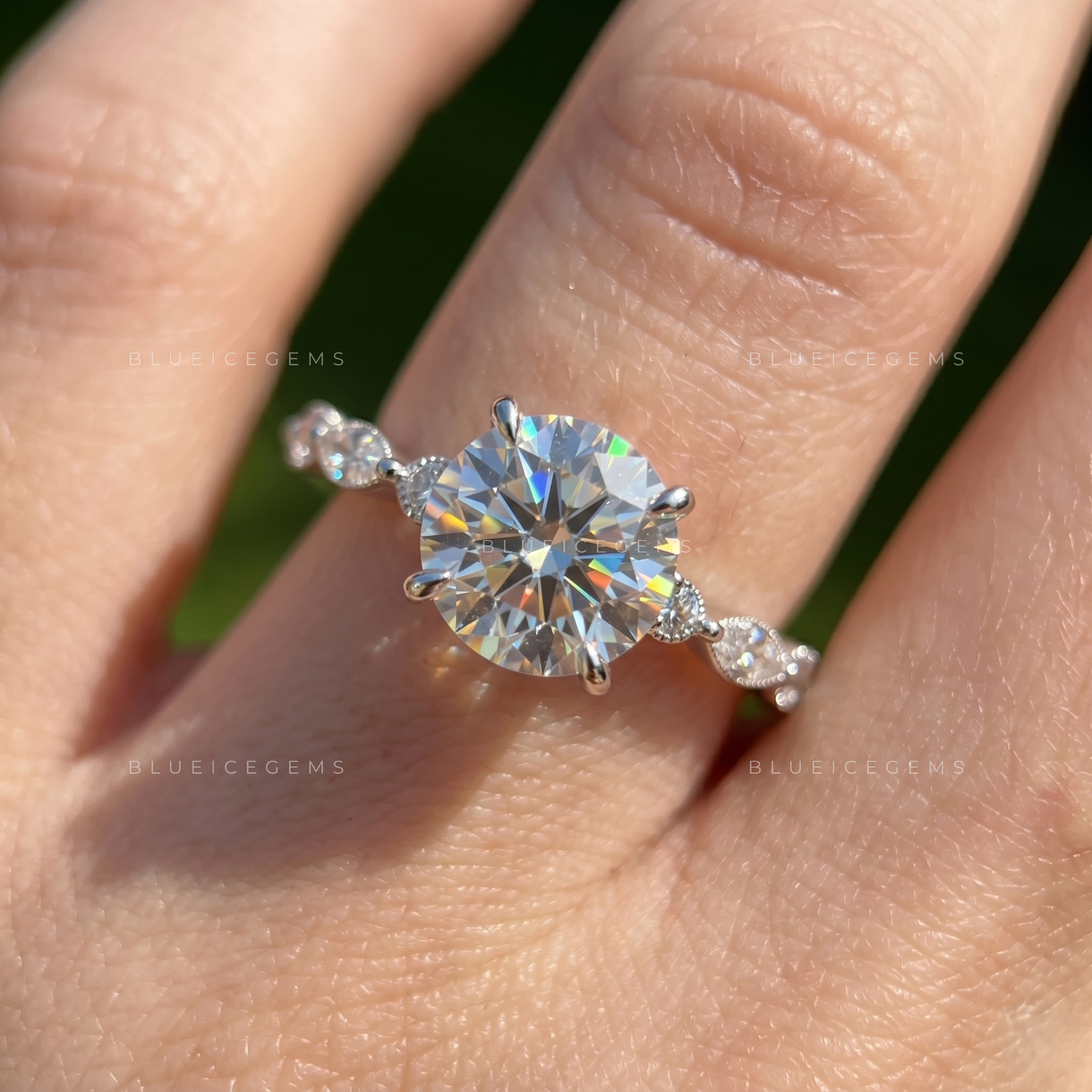 Botanical Whisper Cluster Accent Engagement Ring