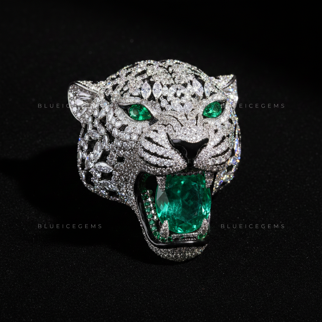 The Emerald Apex: Bespoke Panther Statement Brooch