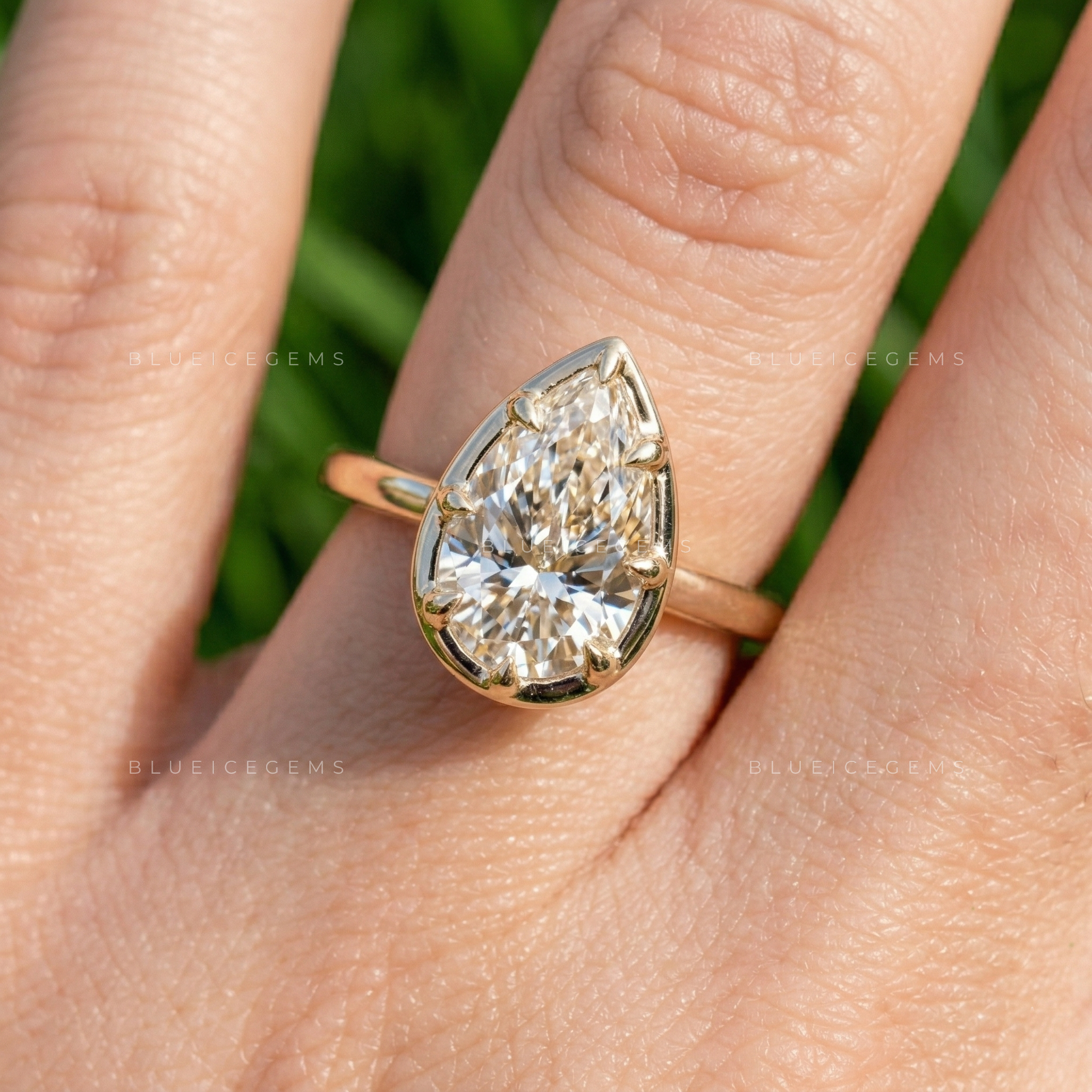Celestial Grace Pear Cut Solitaire Ring