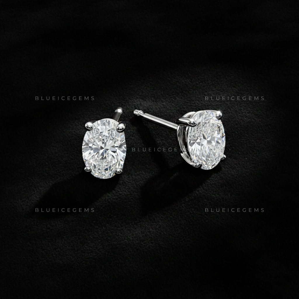 The Ethereal Ellipse: Oval Diamond Stud Earrings