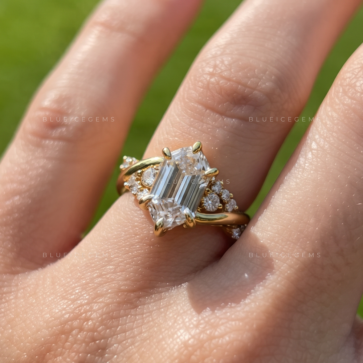 Wildvine Elongated Hexagon Twisted Engagement Ring