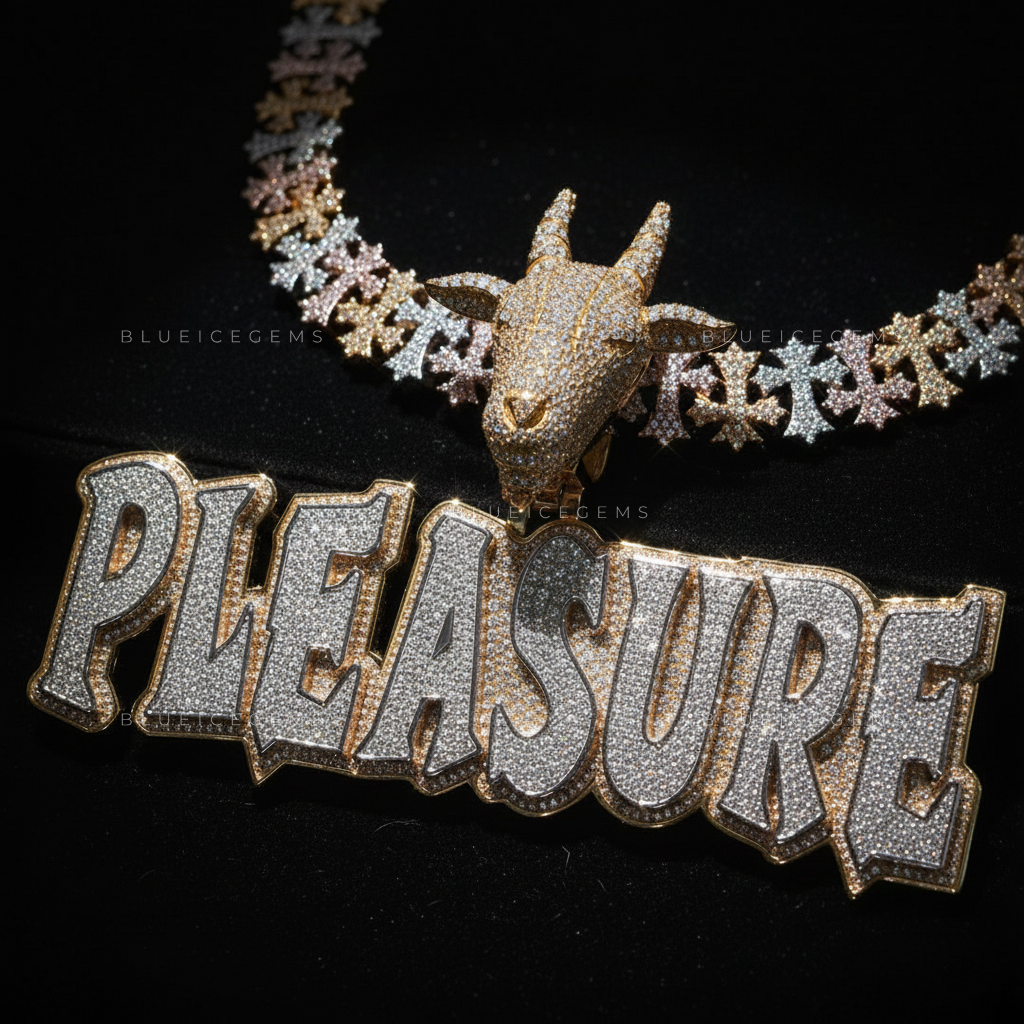 The "PLEASURE" G.O.A.T. Edition: 3D Sculptural Animal & Bold Slab-Script Pendant