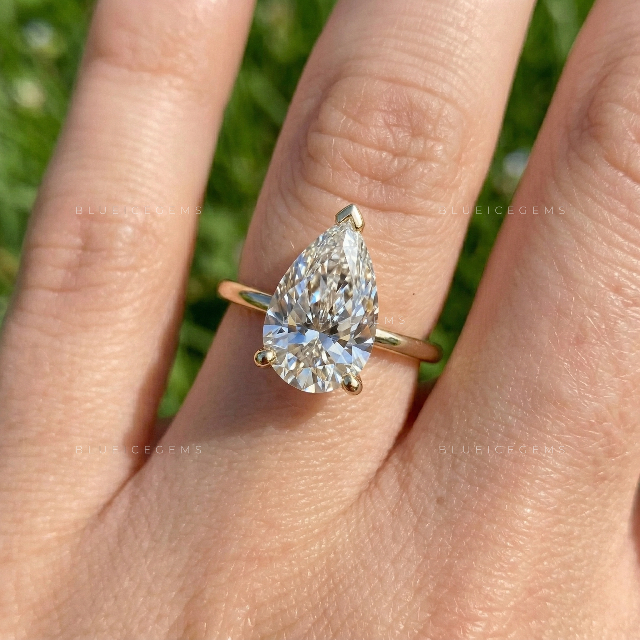 Majestic Grace Pear Cut Solitaire Ring