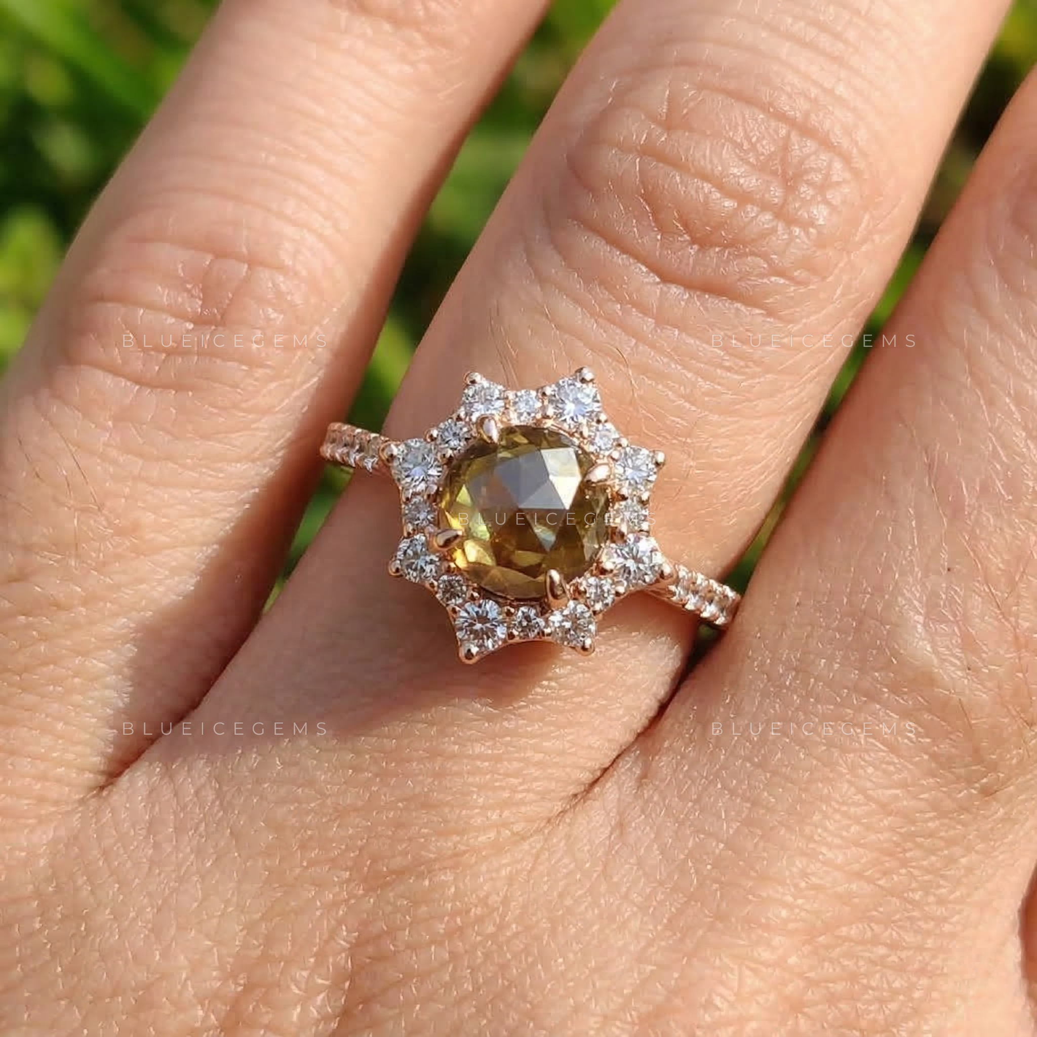 Golden Hour Round Rose Cut Champagne Ring