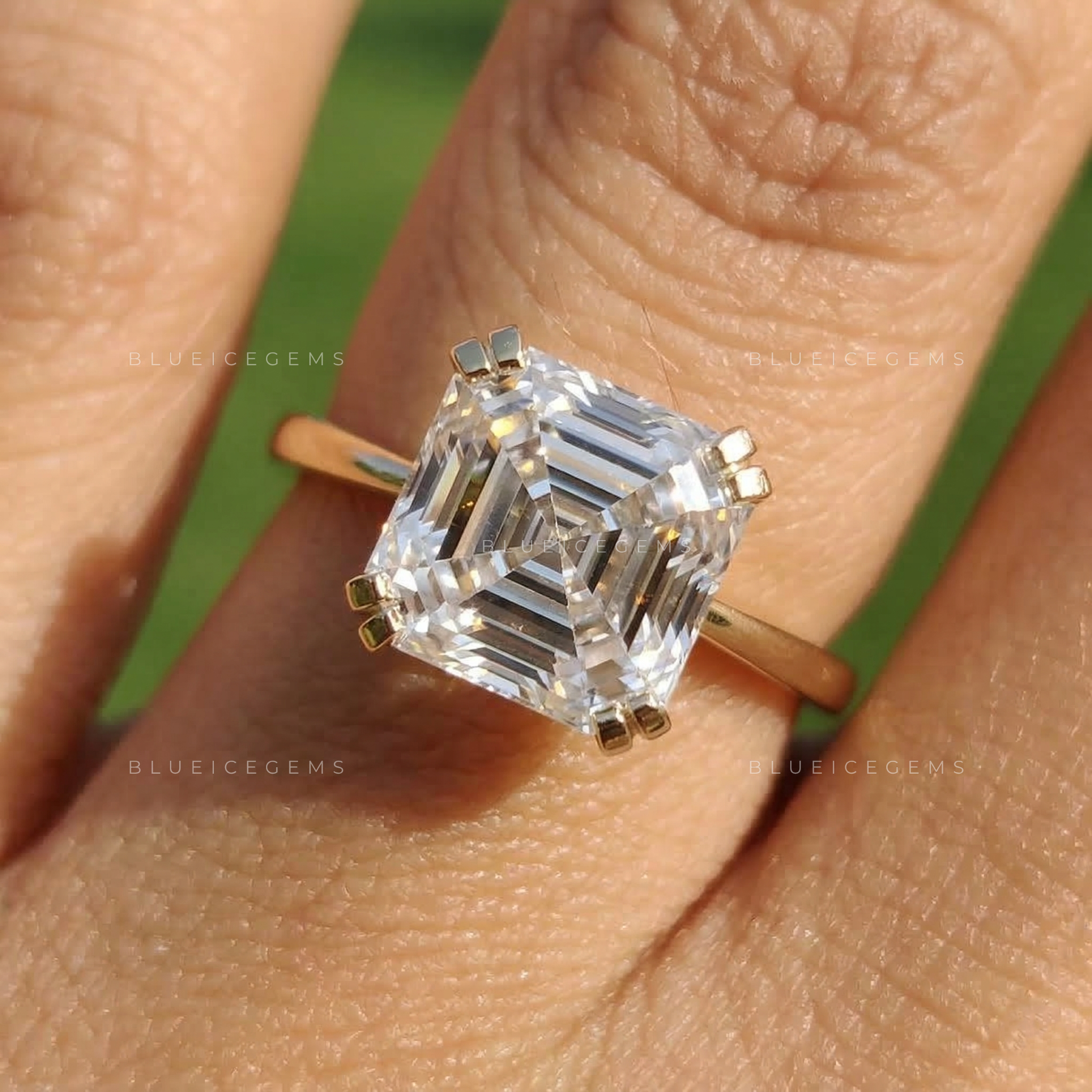 Art Deco Inspired Asscher Cut Solitaire Ring