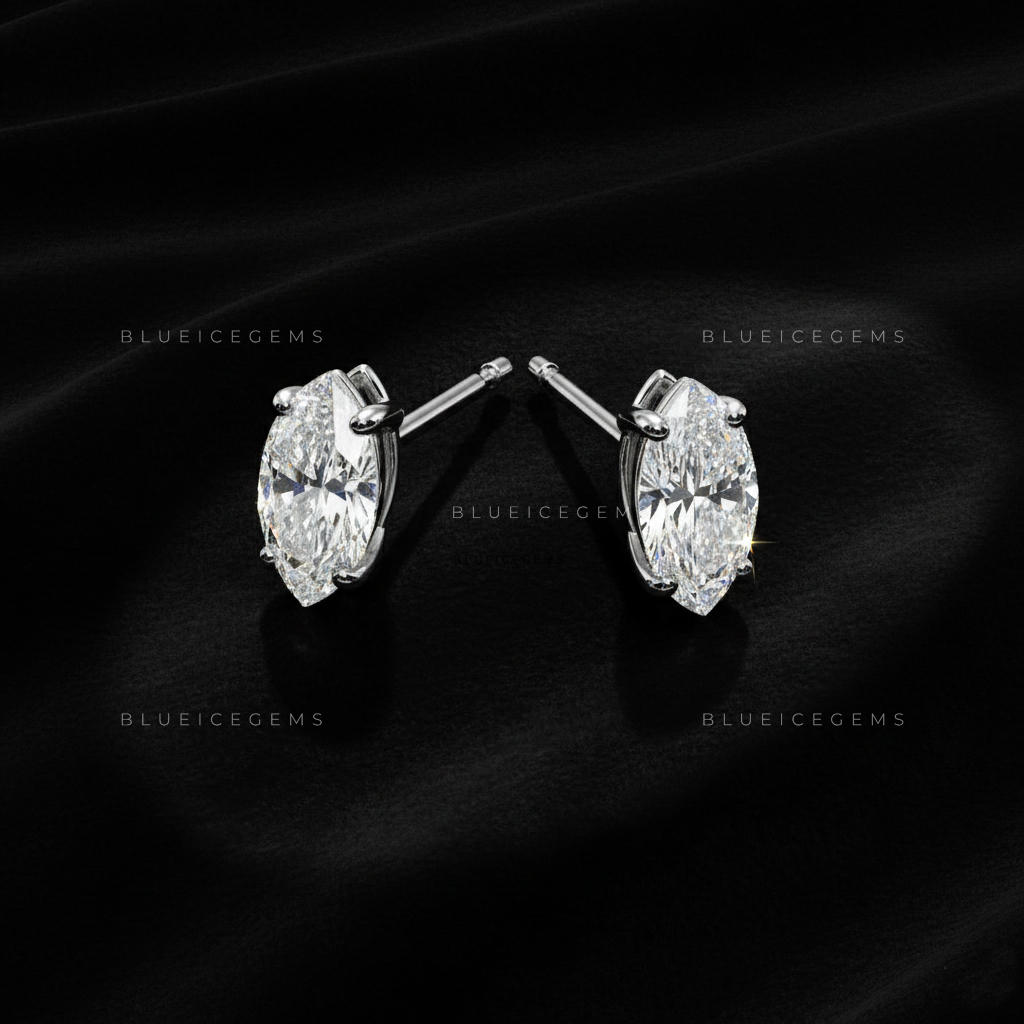 The Stellar Blade: Marquise Diamond Stud Earrings