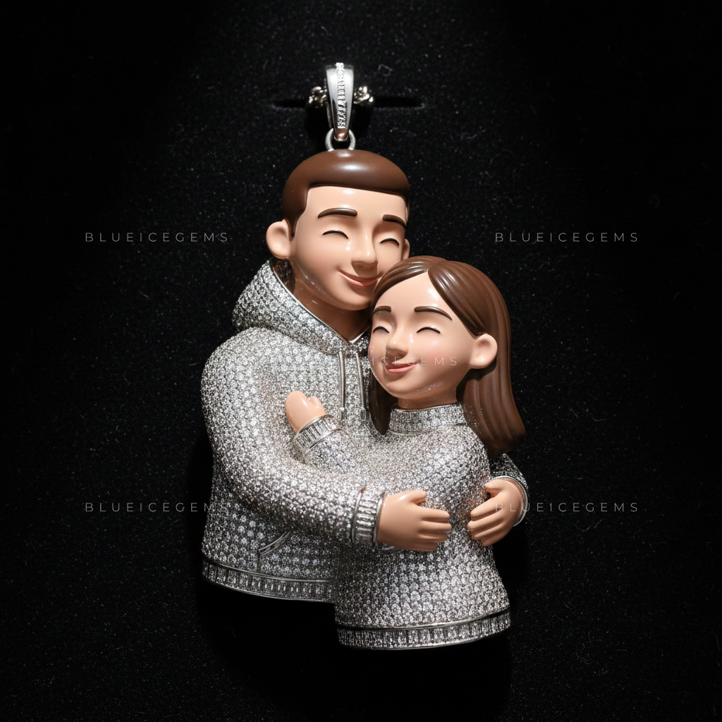 The "Eternal Embrace" Portrait: 3D Animated Style & Baguette-Trimmed Frost Sovereign