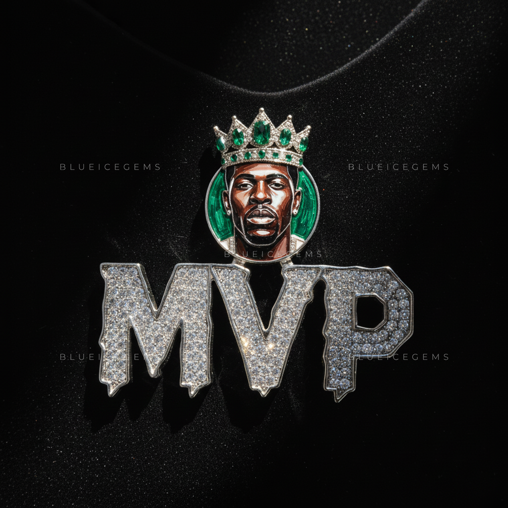 The "MVP" Sovereign: Emerald-Crowned Portrait & Diamond Dripping Monogram
