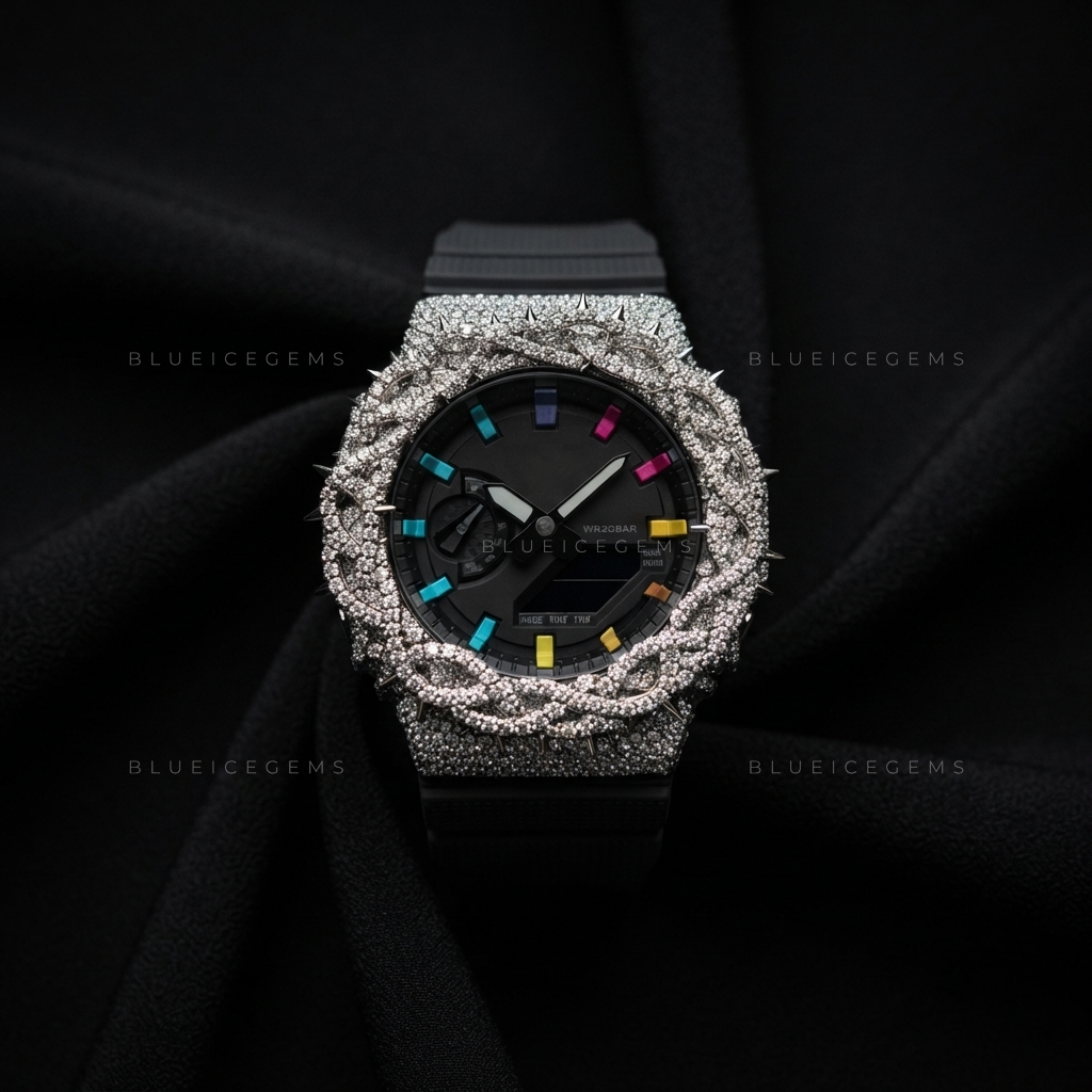 Thorn Crown Iced Out Watch – VVS Moissanite Custom Bezel