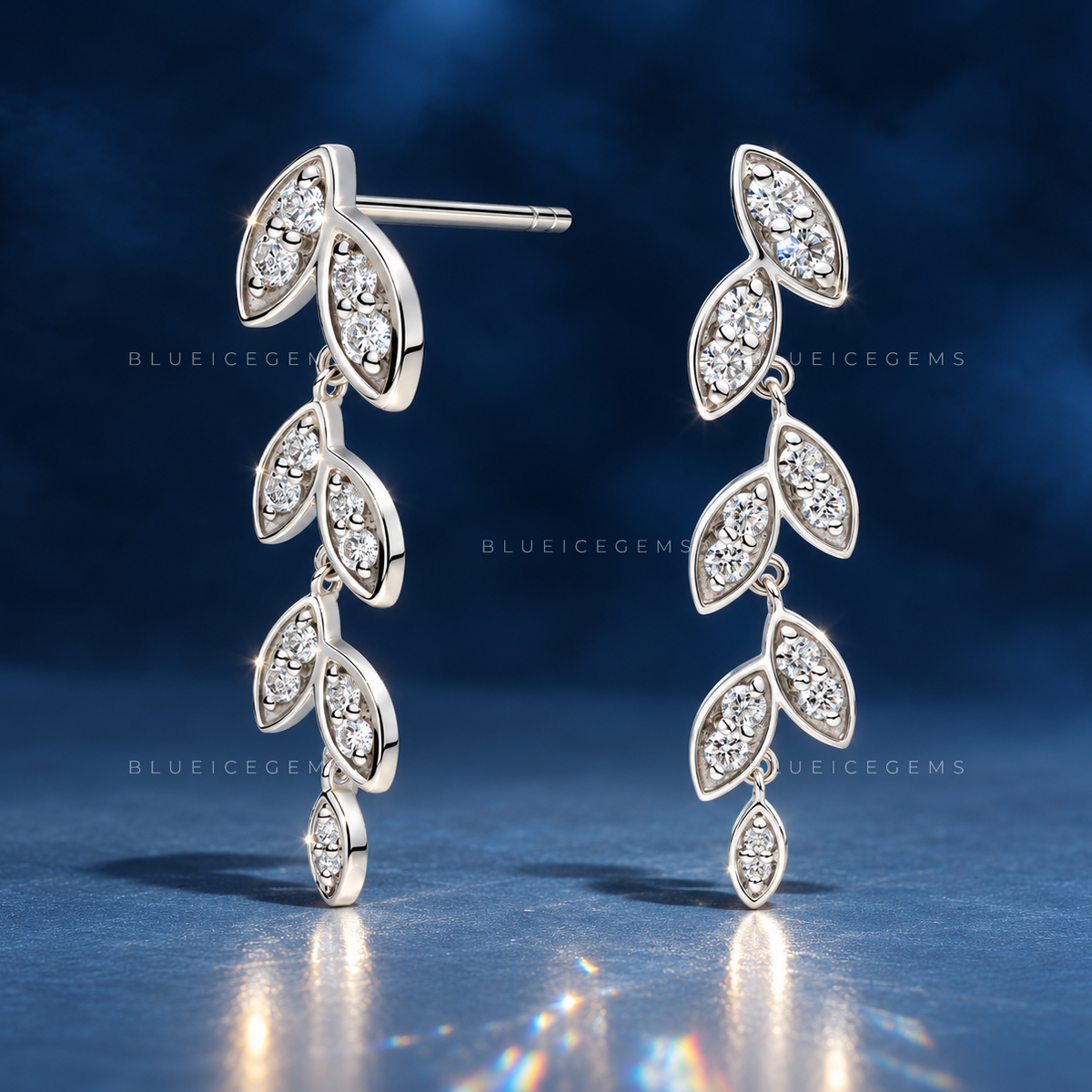 Hinged Leaf Diamond Drop Earrings
