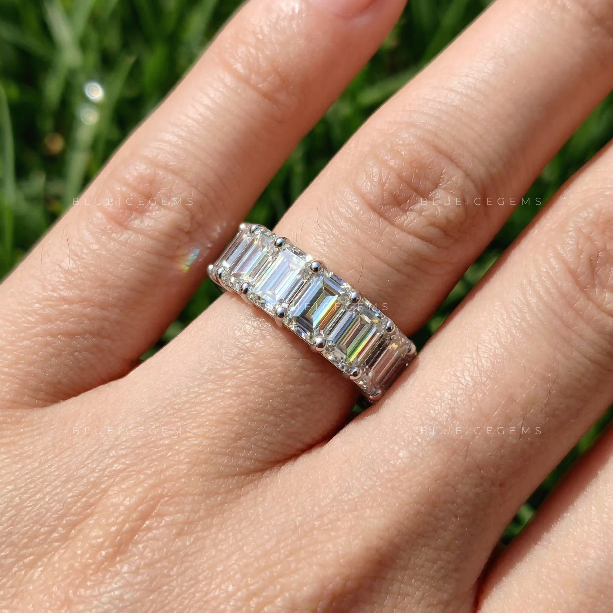 Infinite Radiance Emerald Cut Eternity Band