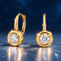 Round Diamond Bezel Drop Earrings