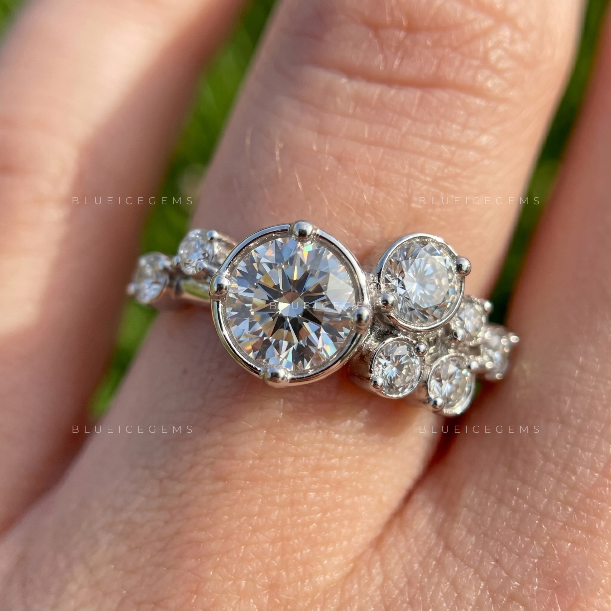 Captivating Multi-Stone Round Brilliant Cluster Statement Ring