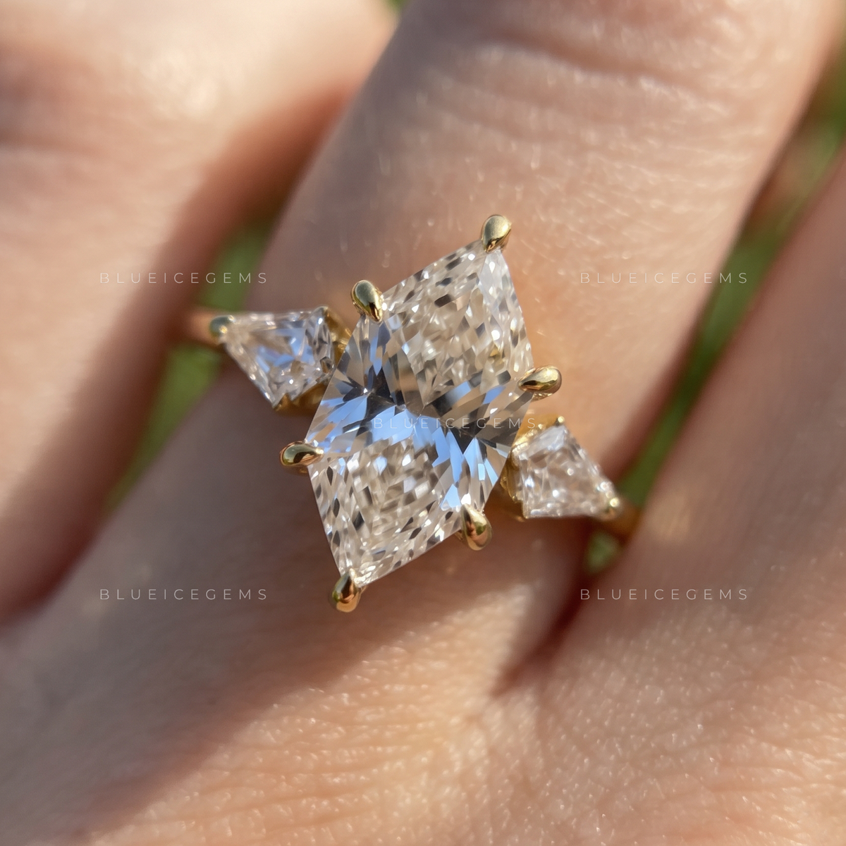 Celestara Dutch Marquise Three-Stone Kite Engagement Ring
