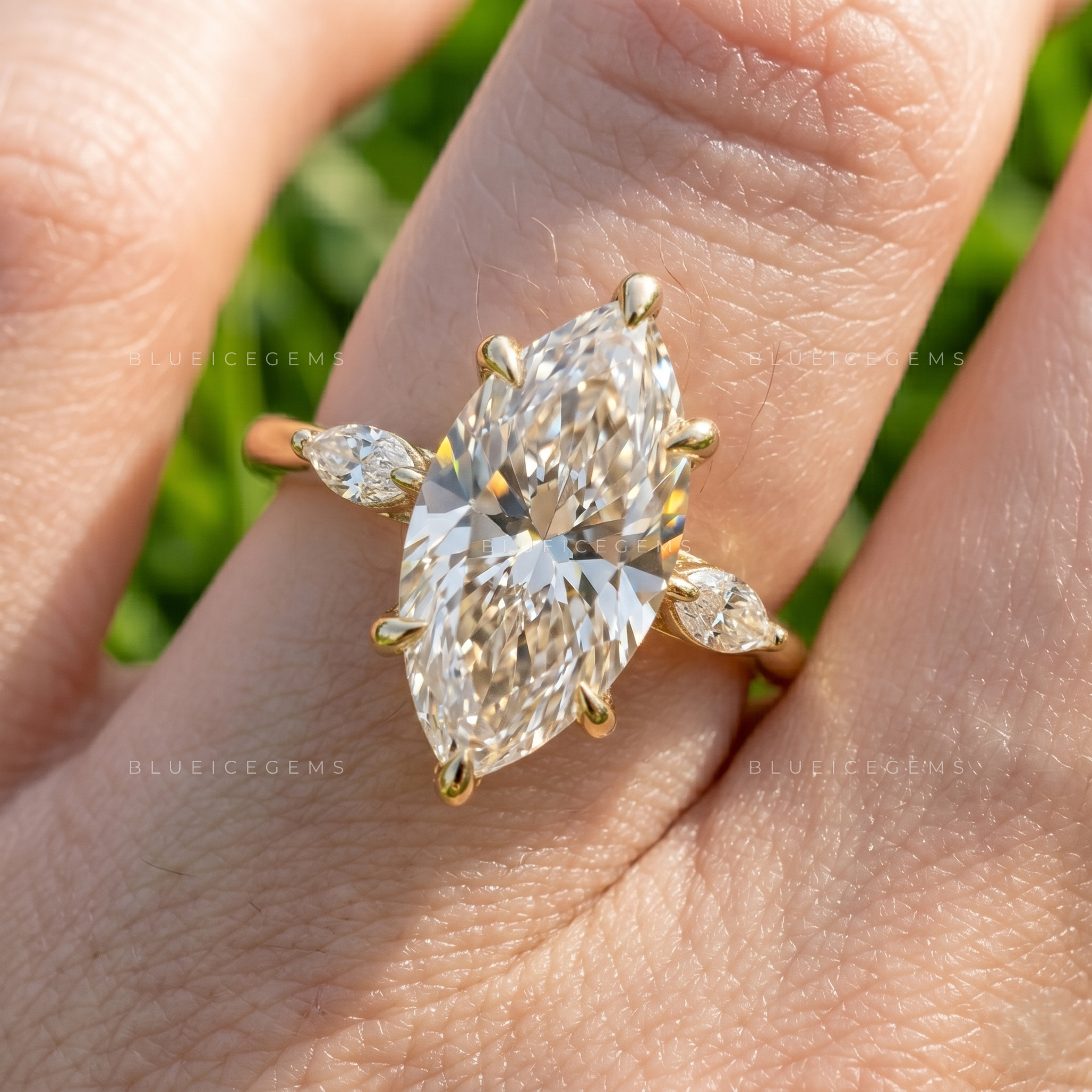 Regal Whisper Marquise Brilliant Cut Accent Solitaire Engagement Ring