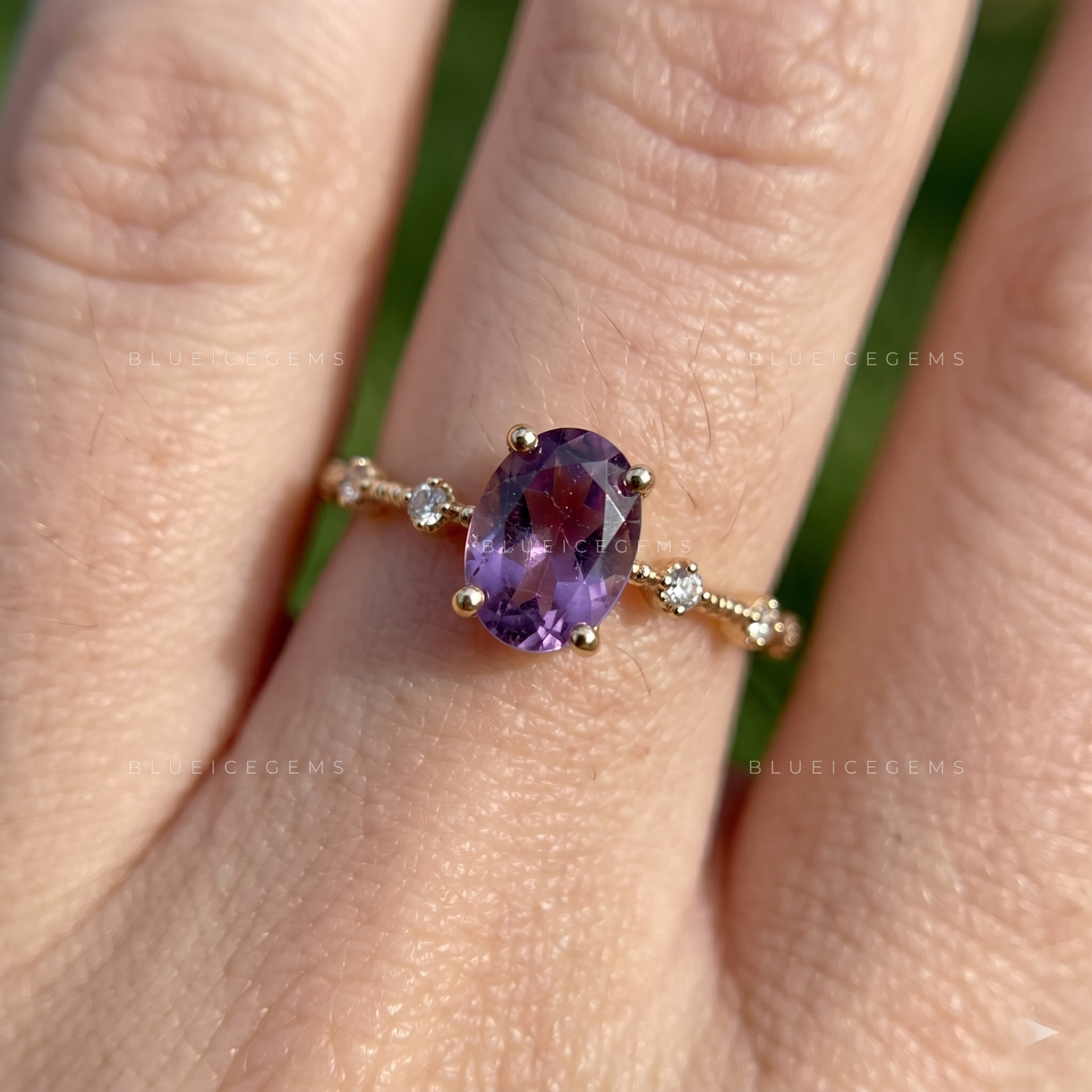 Royal Splendor Cushion Cut Amethyst Eco-Conscious Classic Accent Ring