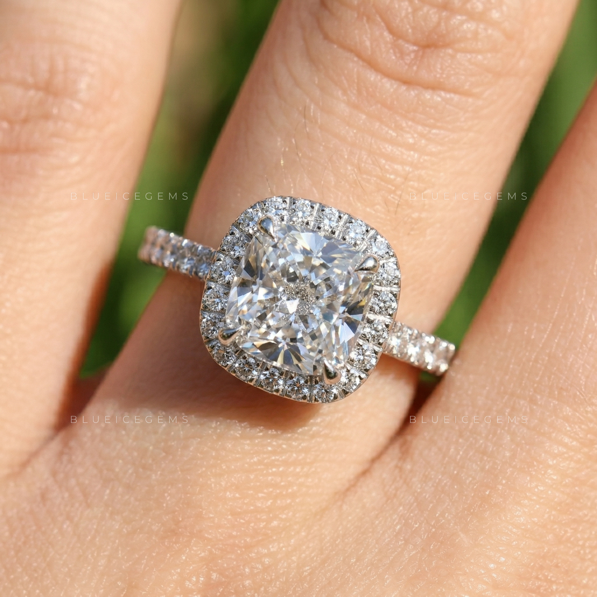 Classic Sophistication Cushion Cut Pavé Engagement Ring