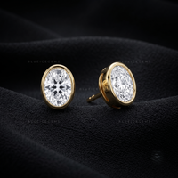 Elara Oval Lab-Grown Diamond Bezel Stud Earrings