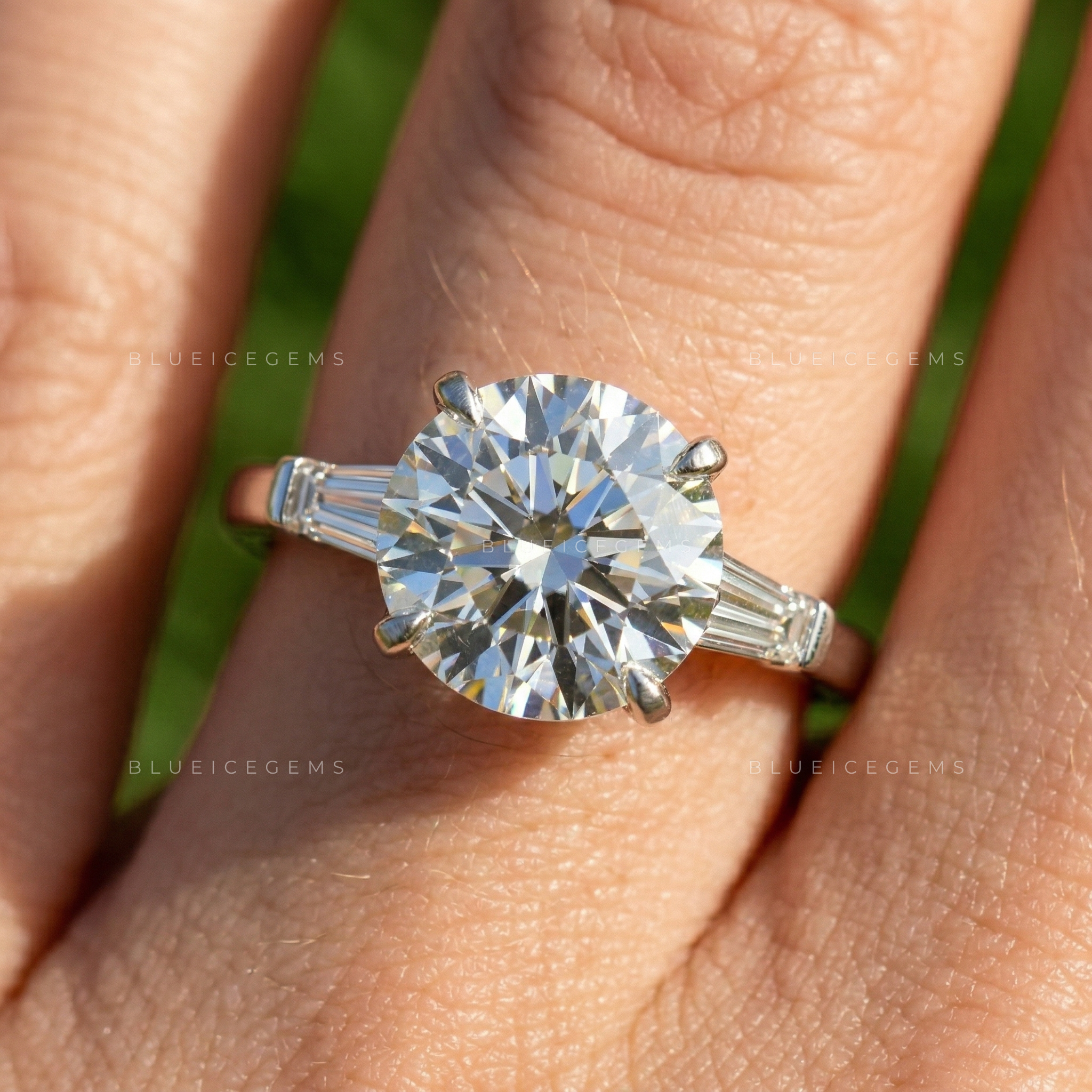 The "Iconic Radiance" Round Statement: Bold Tapered Baguette Ring
