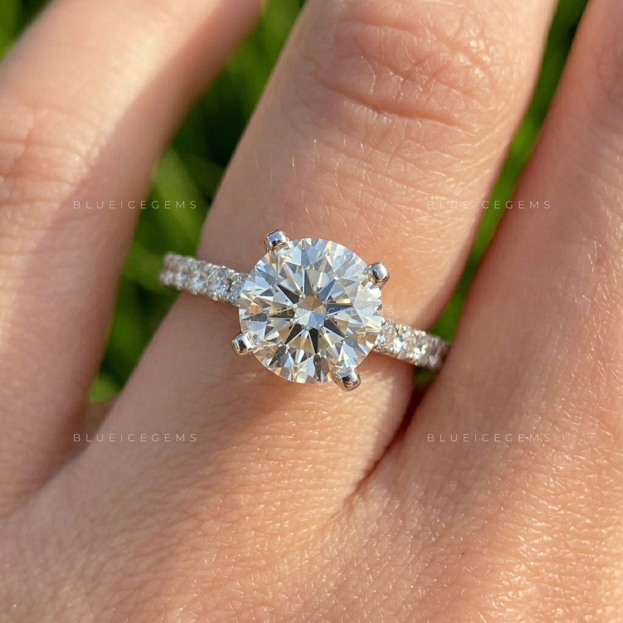 Timeless Radiance Round Cut Pavé Engagement Ring