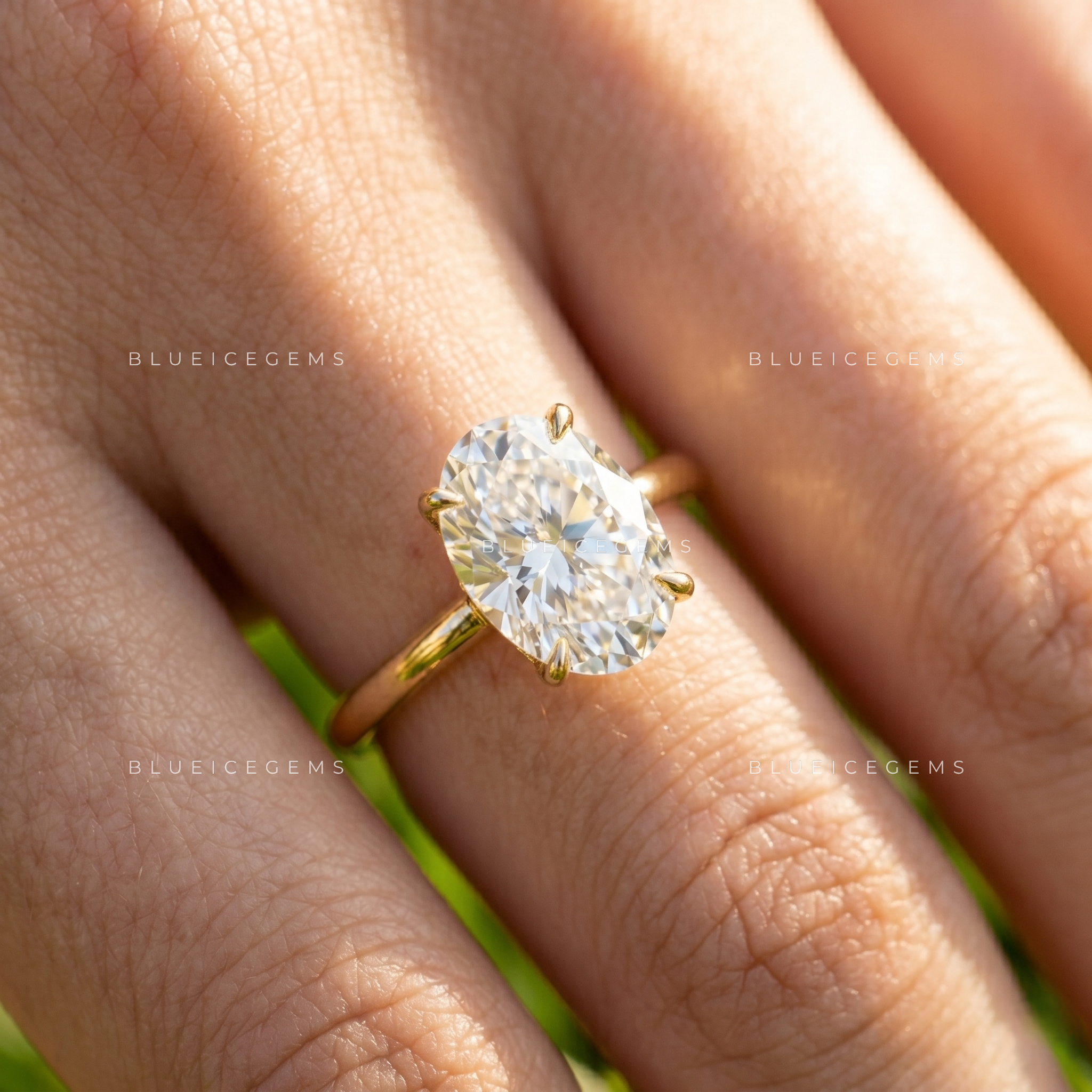 Floravelle Oval Cut Floral Solitaire Engagement Ring