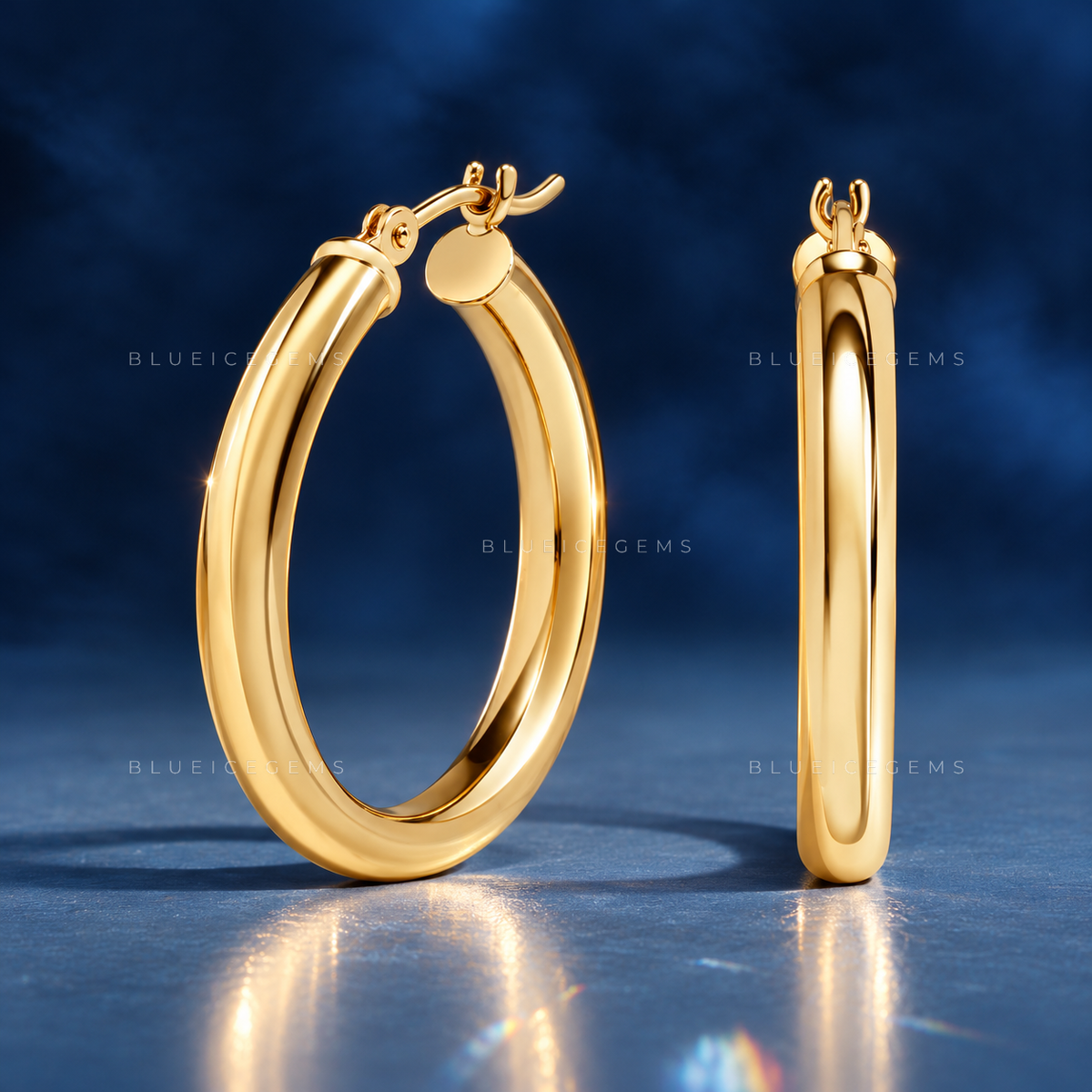 Polished Hollow Tube Hoop Earrings