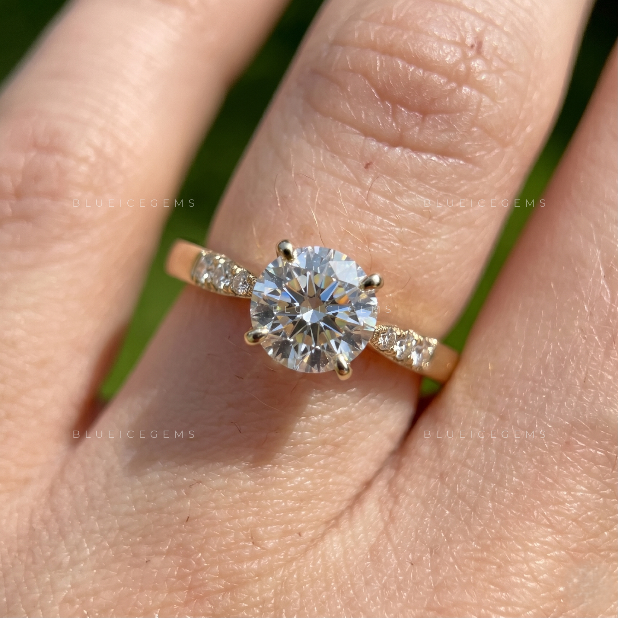 Pure Essence Round Brilliant Cut Dainty Solitaire Engagement Ring