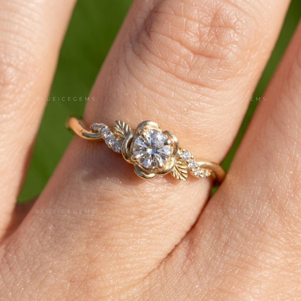 Celestial Sparkle Delicate Round Cut Accent Engagement Ring