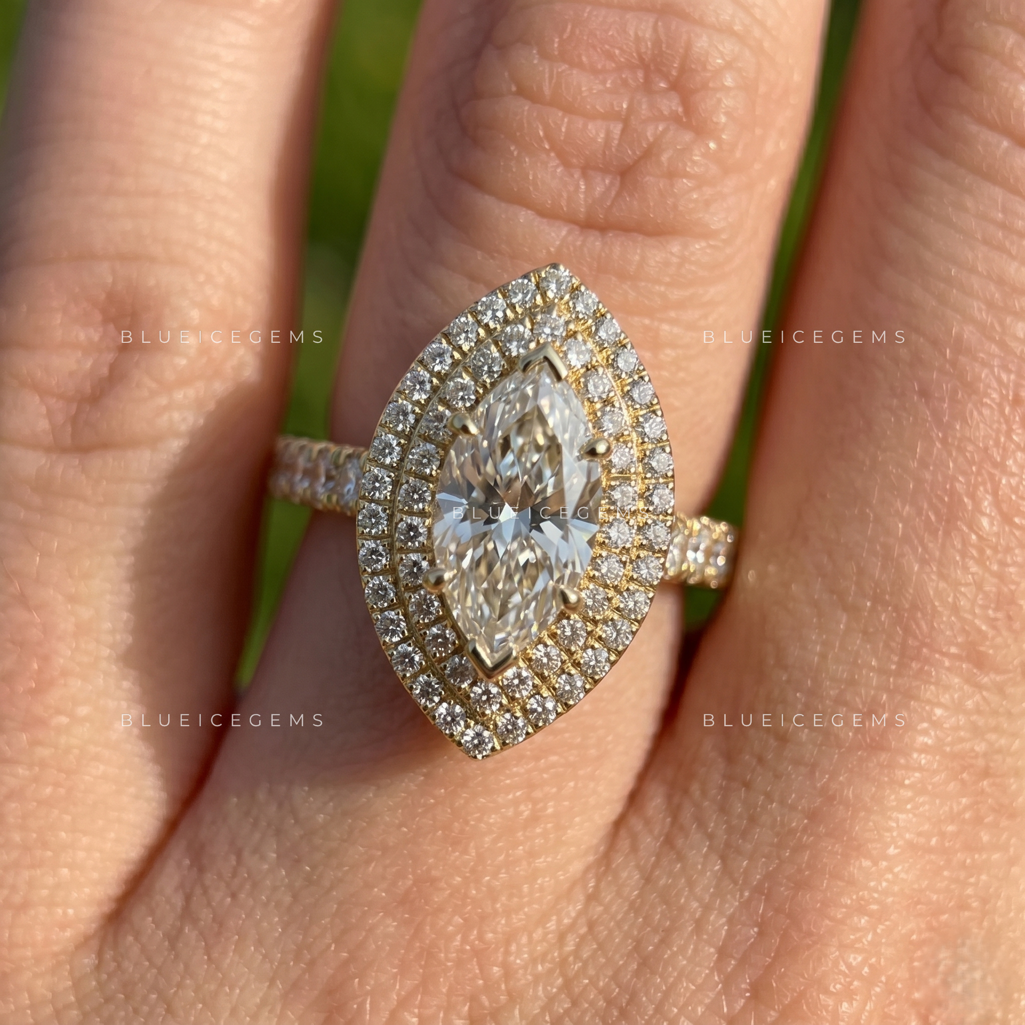 Celestial Crown Marquise Cut Accented Engagement Ring