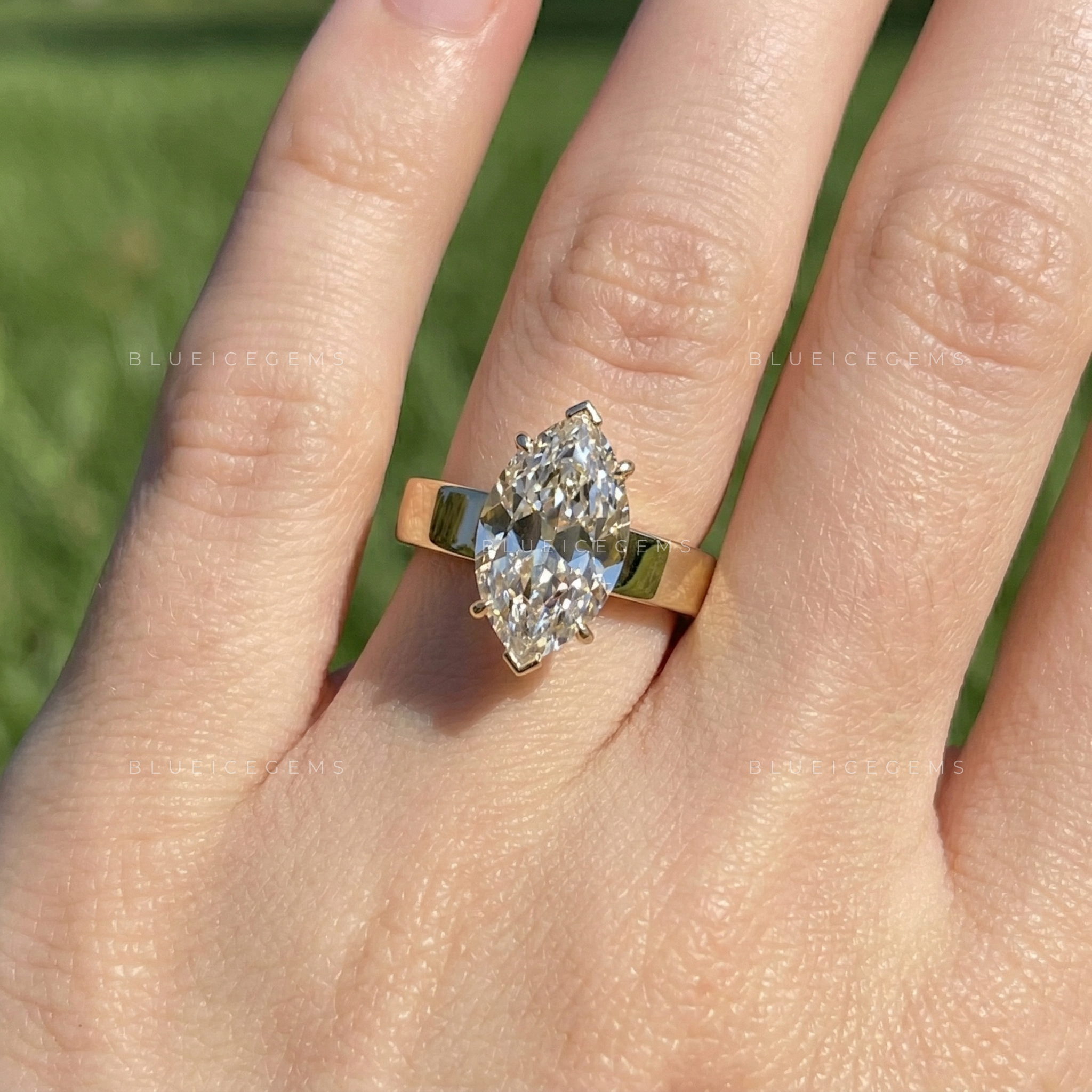 Vintage Heirloom Marquise Old Mine Cut Solitaire Ring