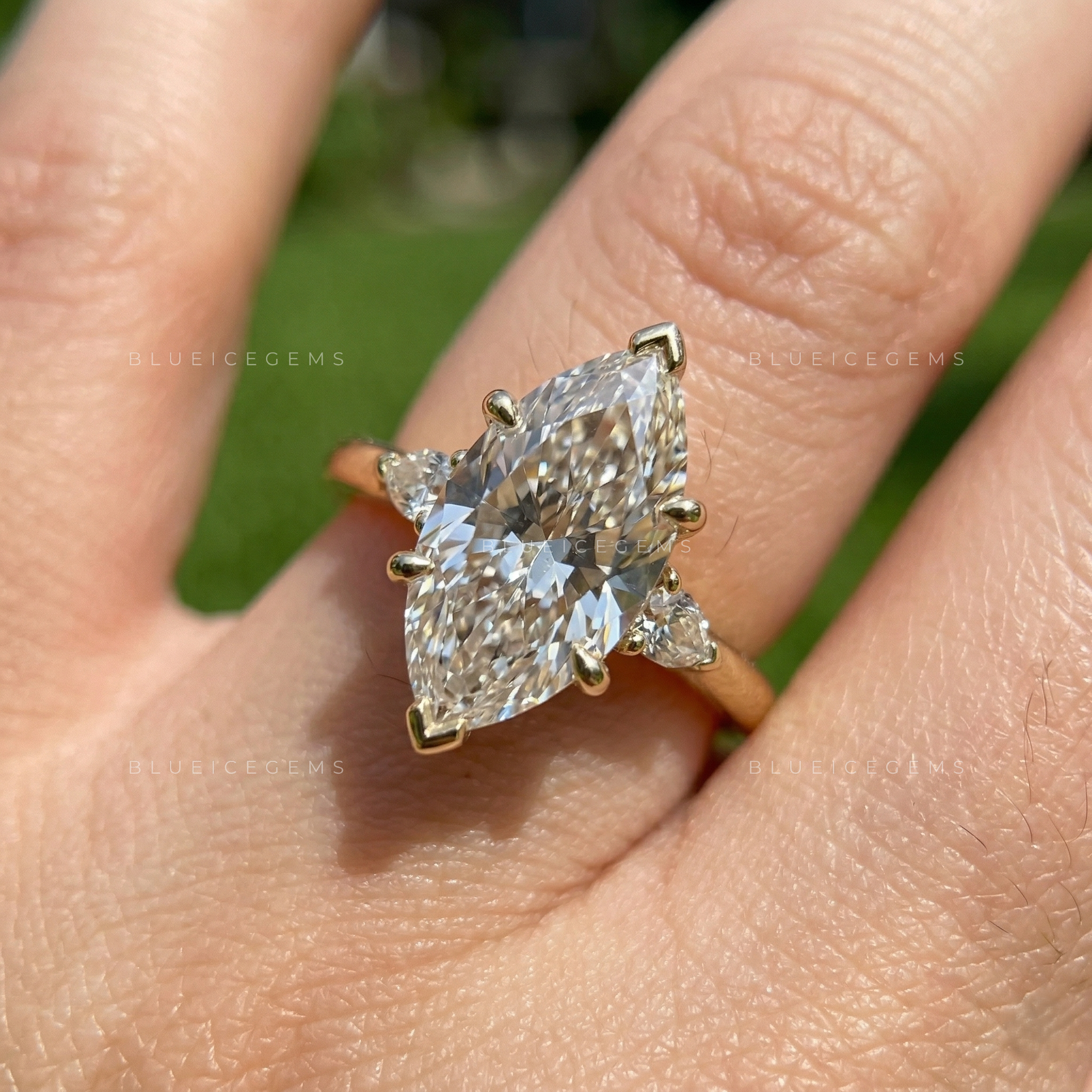Romantic Radiance Marquise and Pear Cut Trilogy Engagement Ring