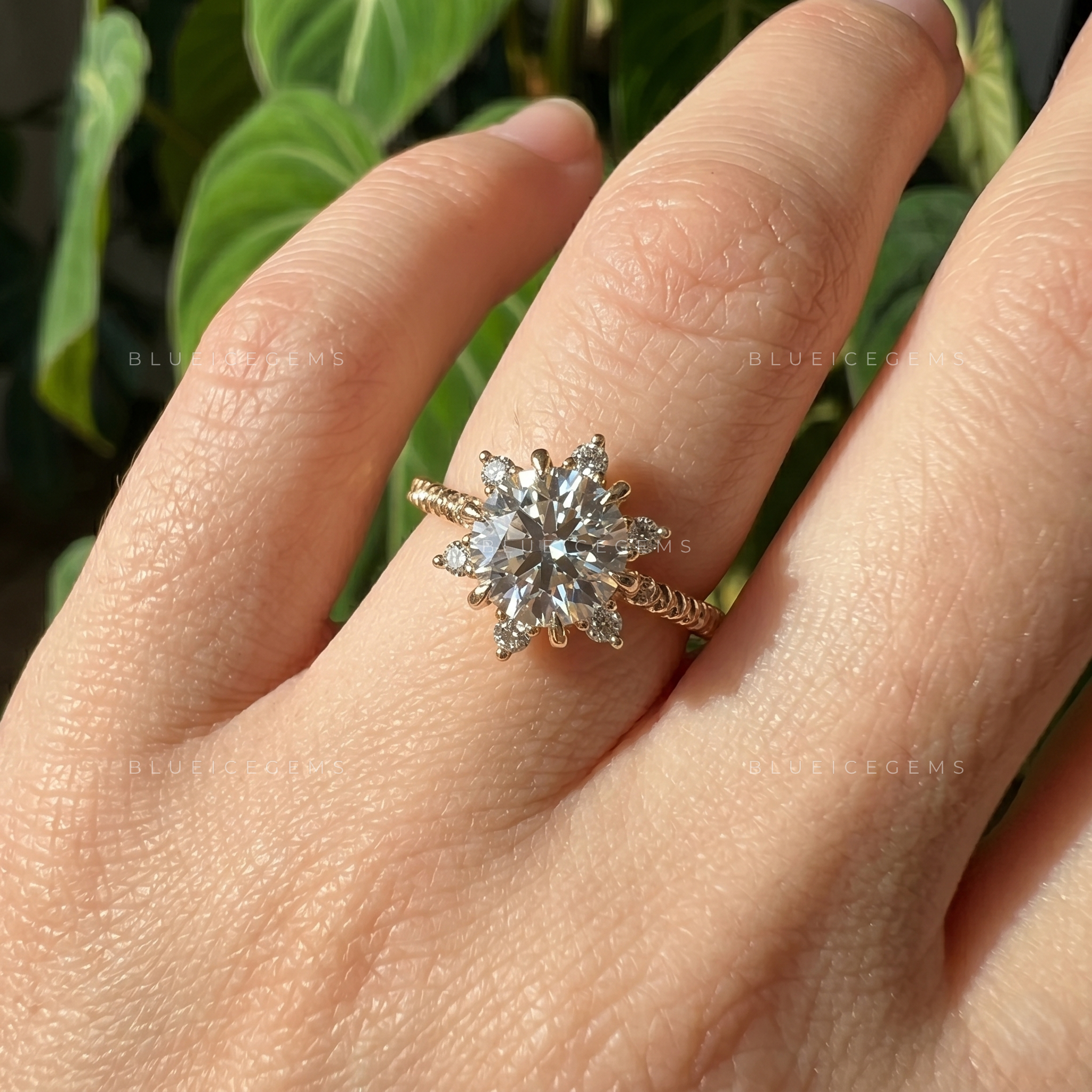 Floral Nostalgia Vintage Round Cut Floral Halo Engagement Ring