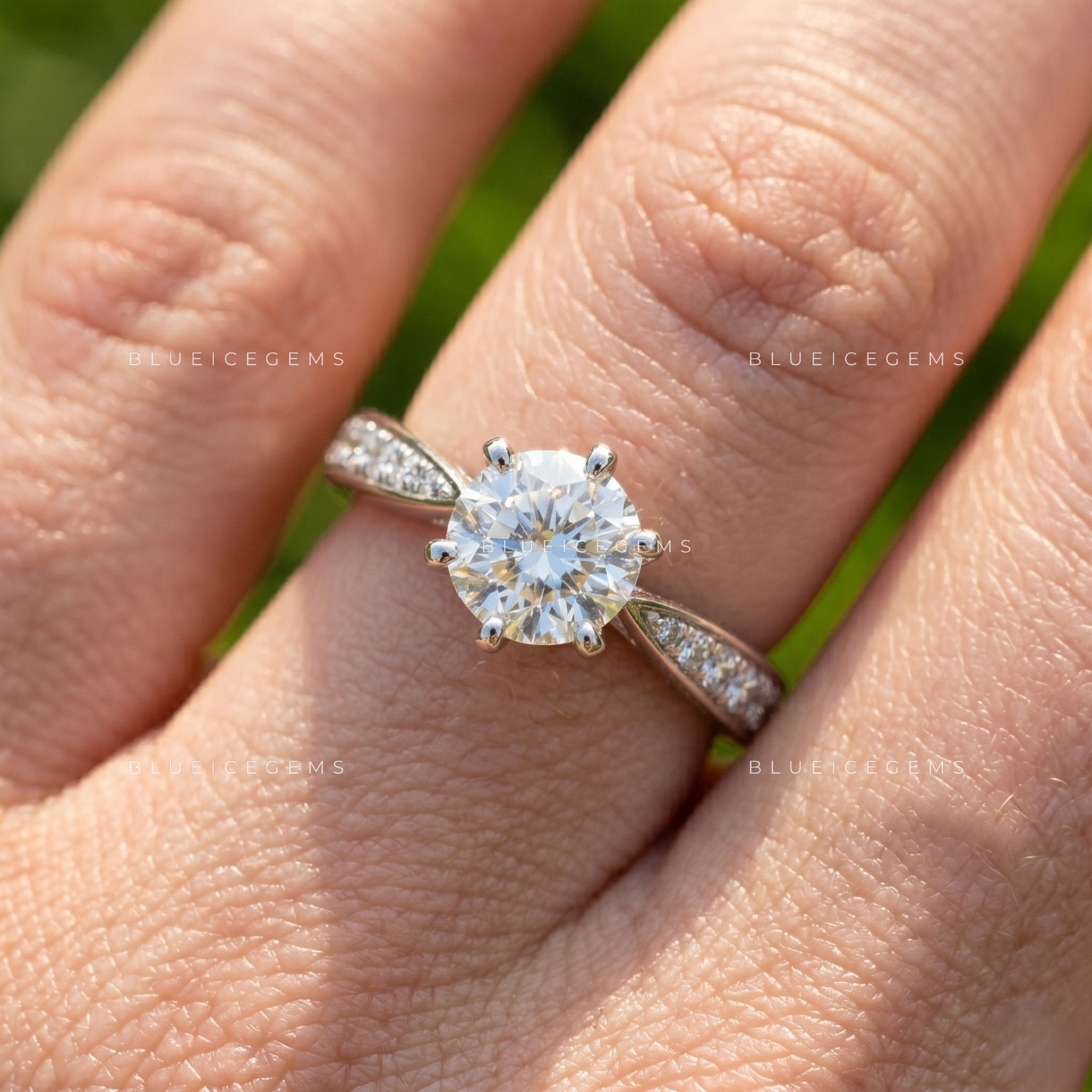 Infinite Sparkle Pavé Accent Round Engagement Ring