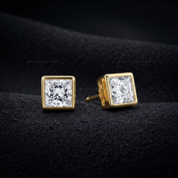 Regent Princess-Cut Lab-Grown Diamond Bezel Stud Earrings