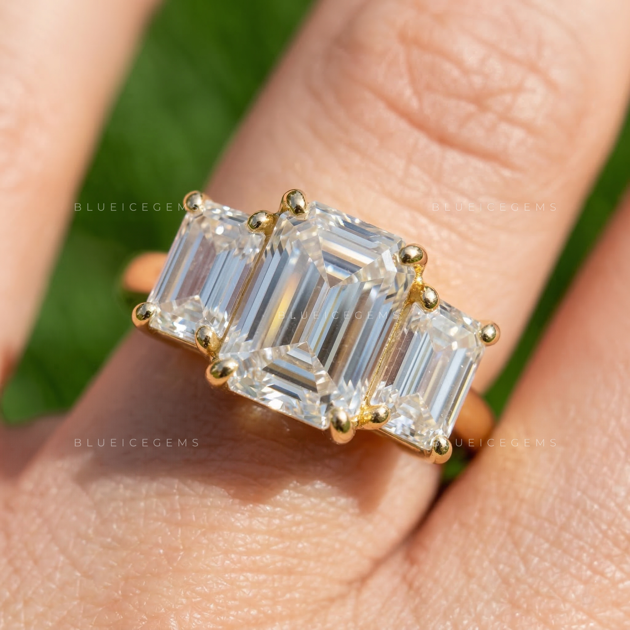 Luminous Trilogy Emerald Cut Engagement Ring