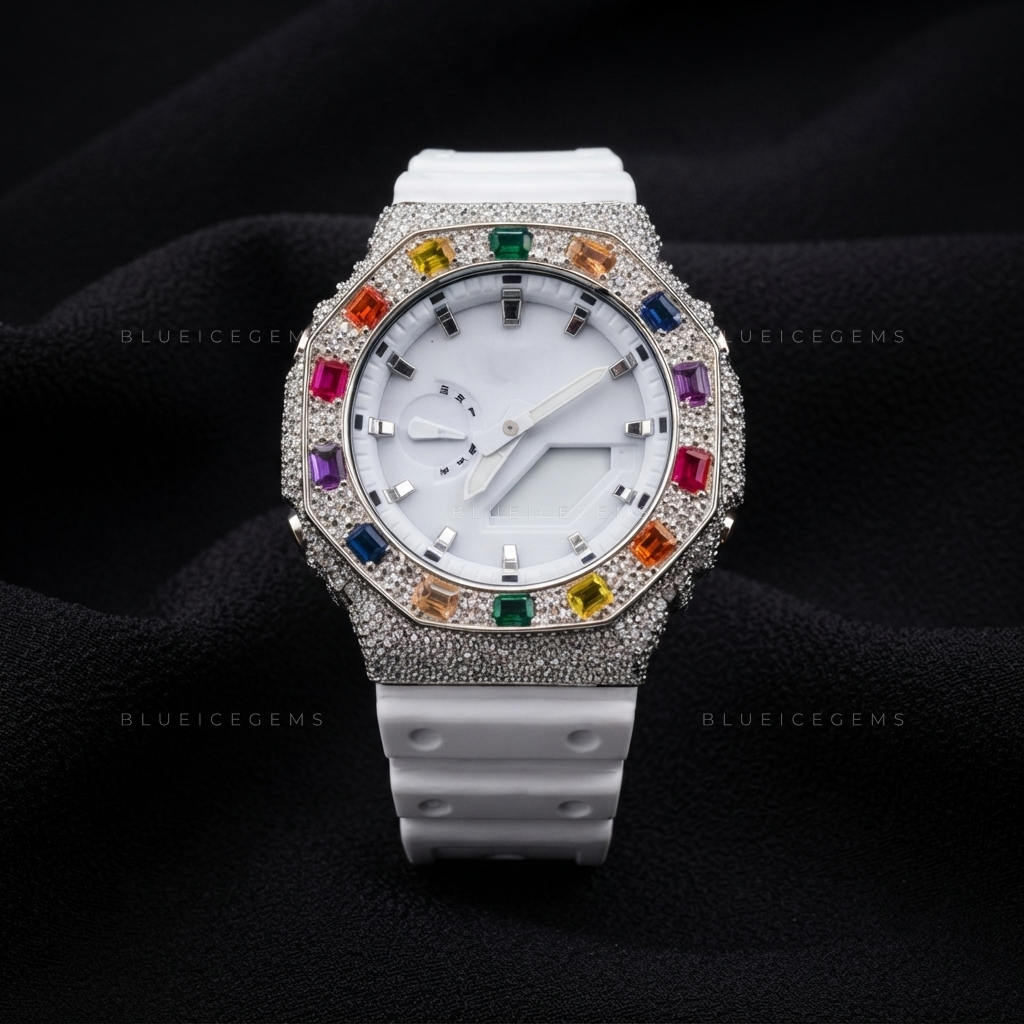 Rainbow Sovereign Custom Bezel – VVS Moissanite