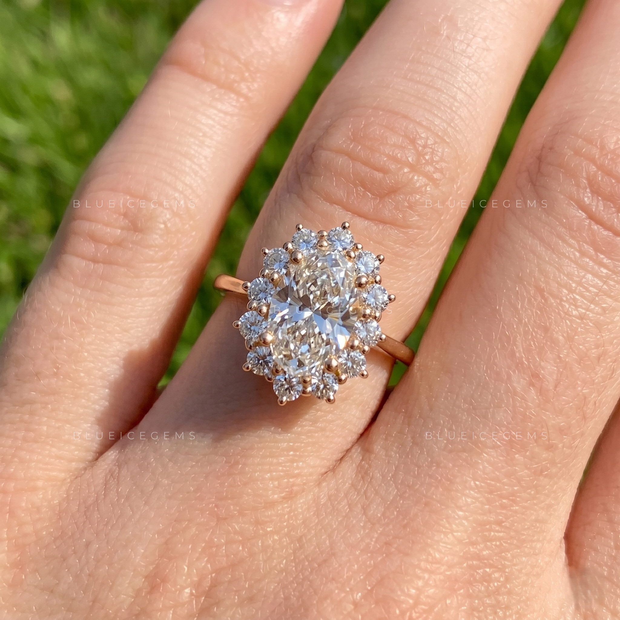 Lunara Oval Cut Brilliant Pavé Accent Solitaire Engagement Ring