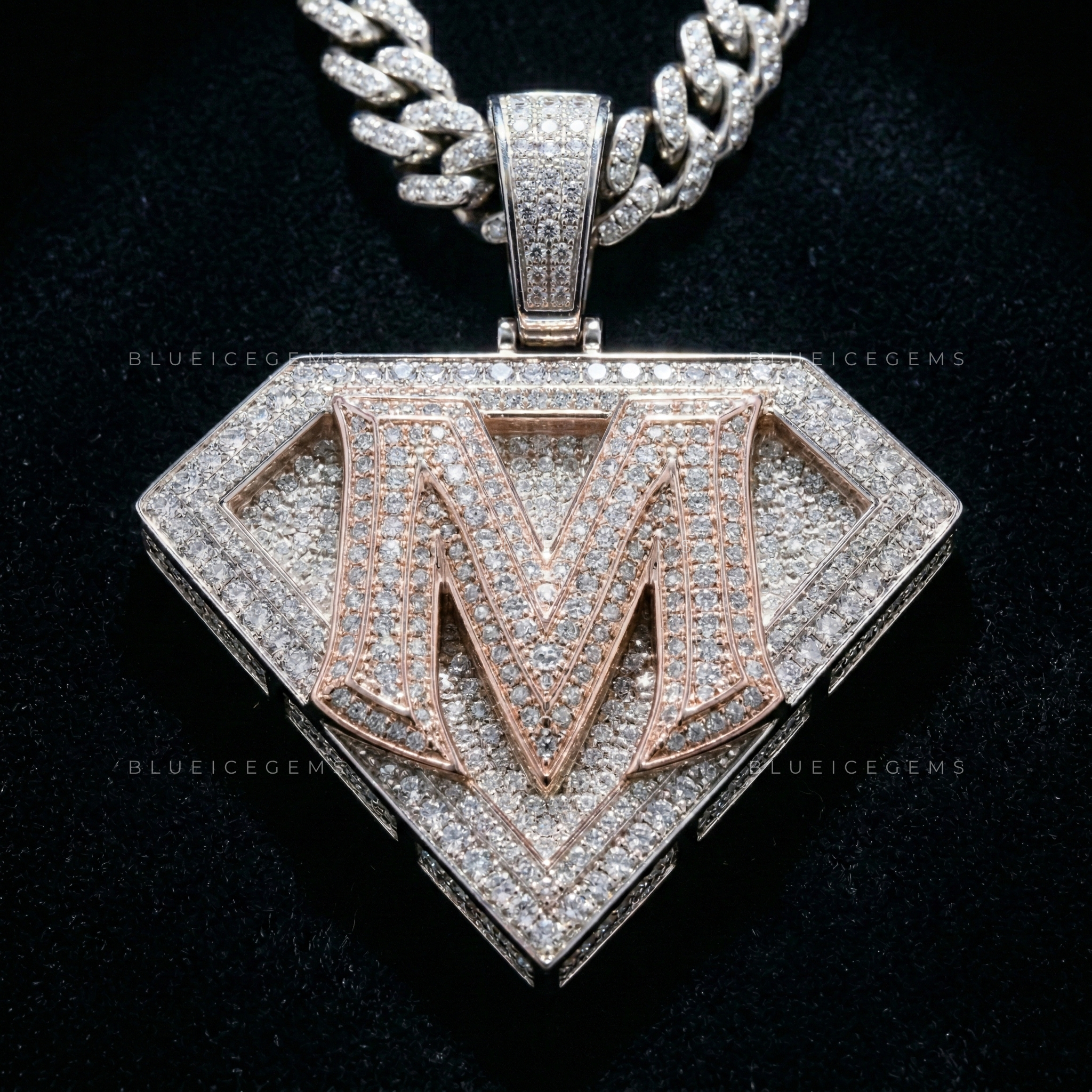 The "M" Crest Sovereign: Diamond-Shield Silhouette & Two-Tone Industrial Pendant