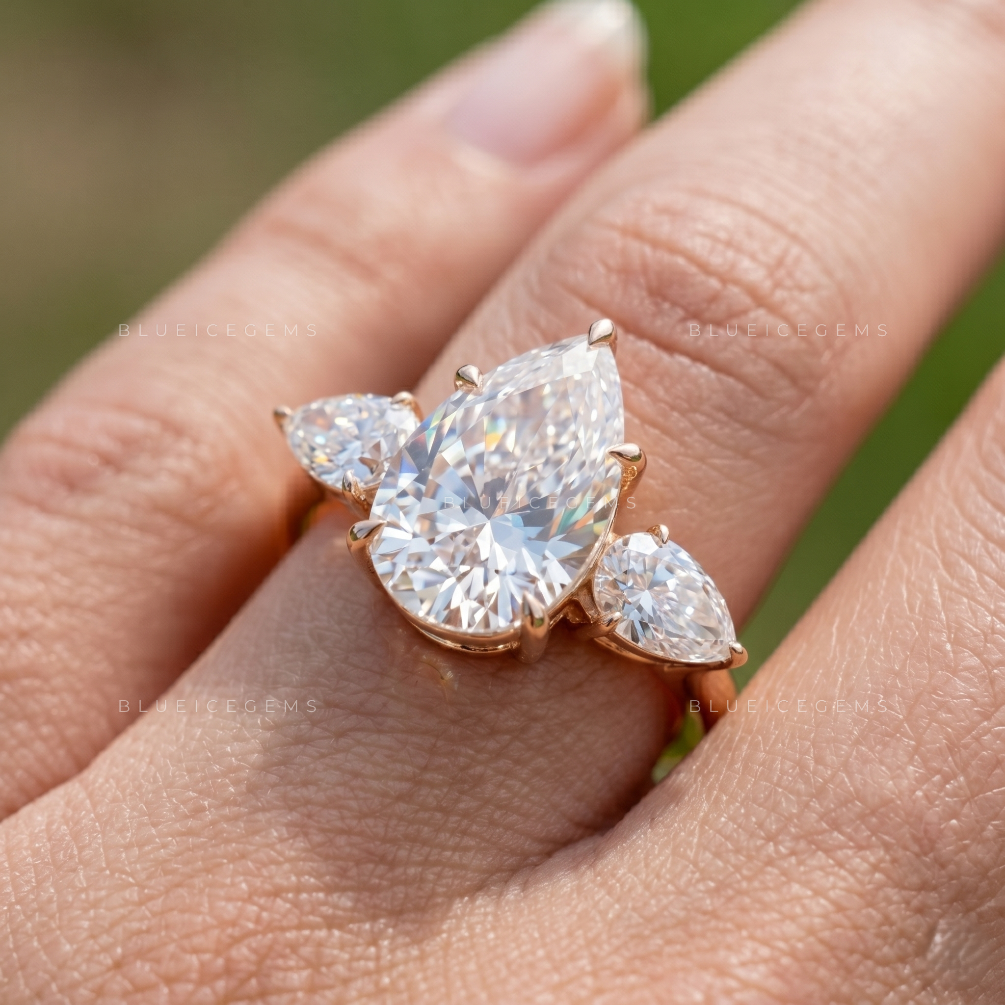 mperial Triad Pear Cut Certified Three Stone Engagement Ring