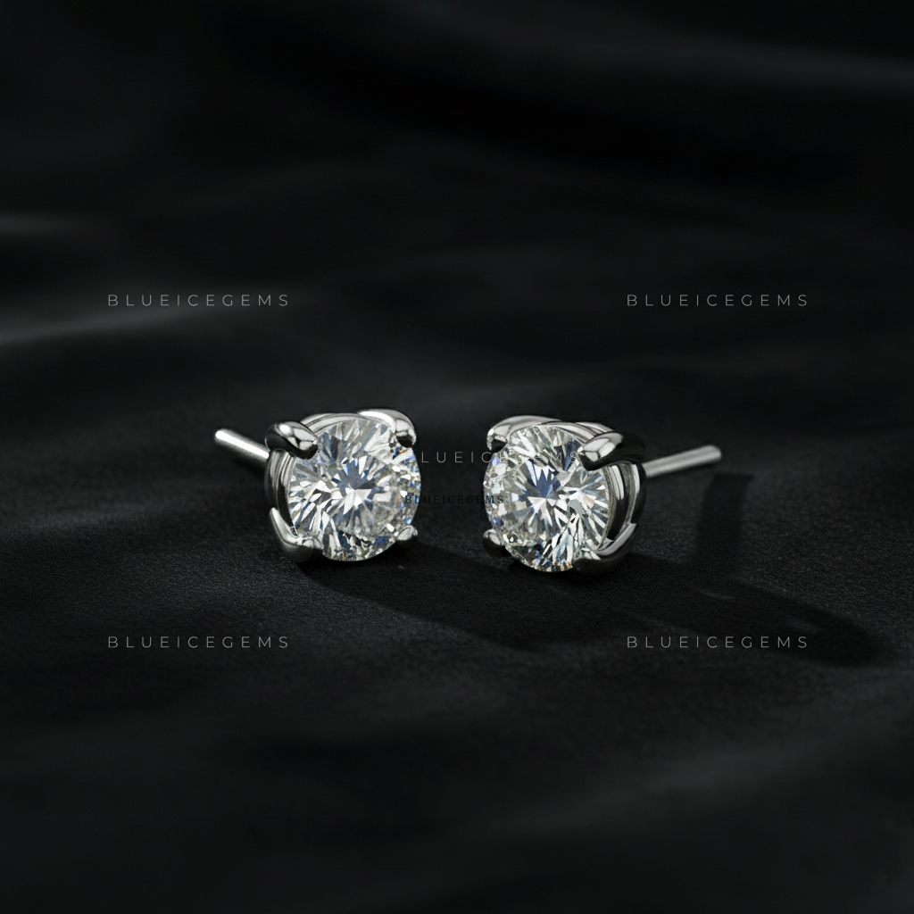The Luminous Orbit: Classic Round Diamond Stud Earrings
