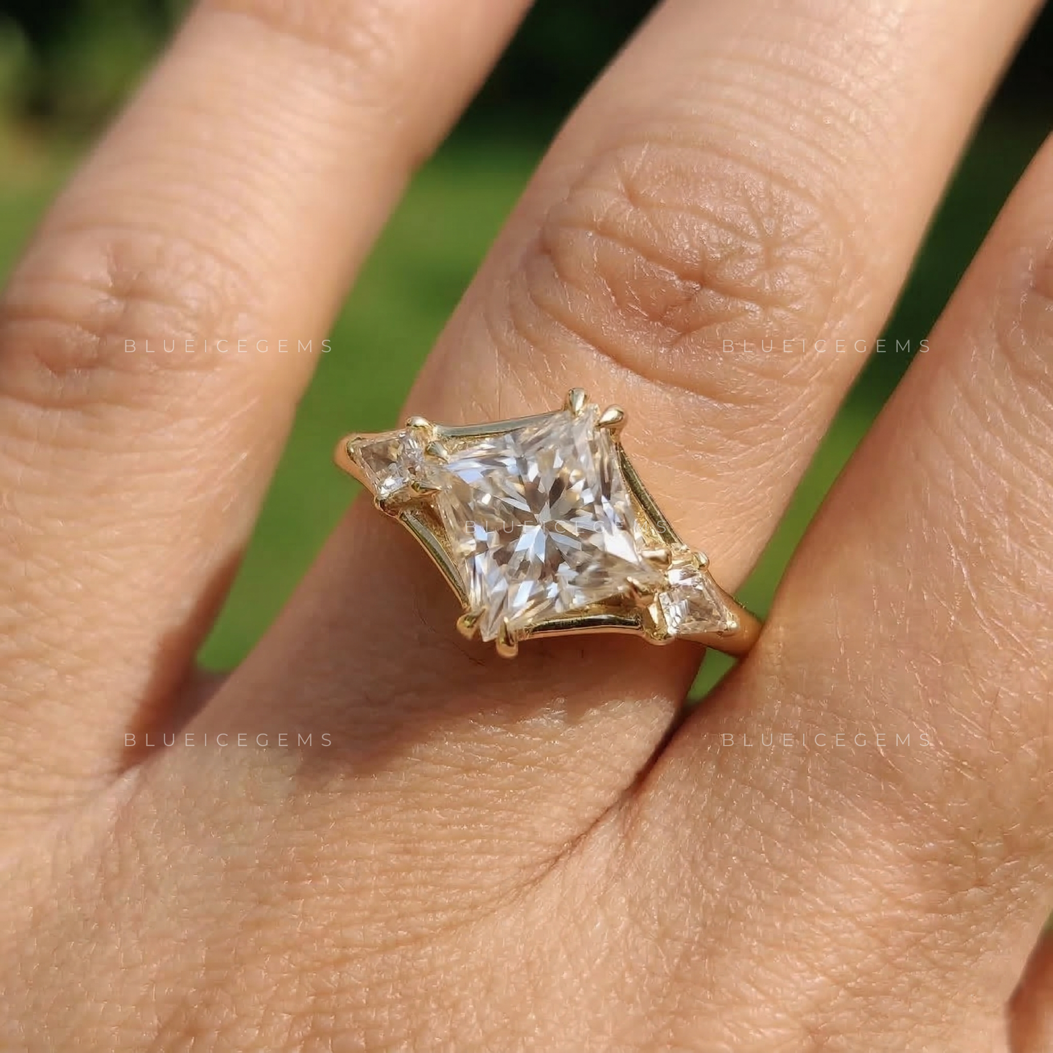 Modern Majesty Princess and Kite Cut Trilogy Ring