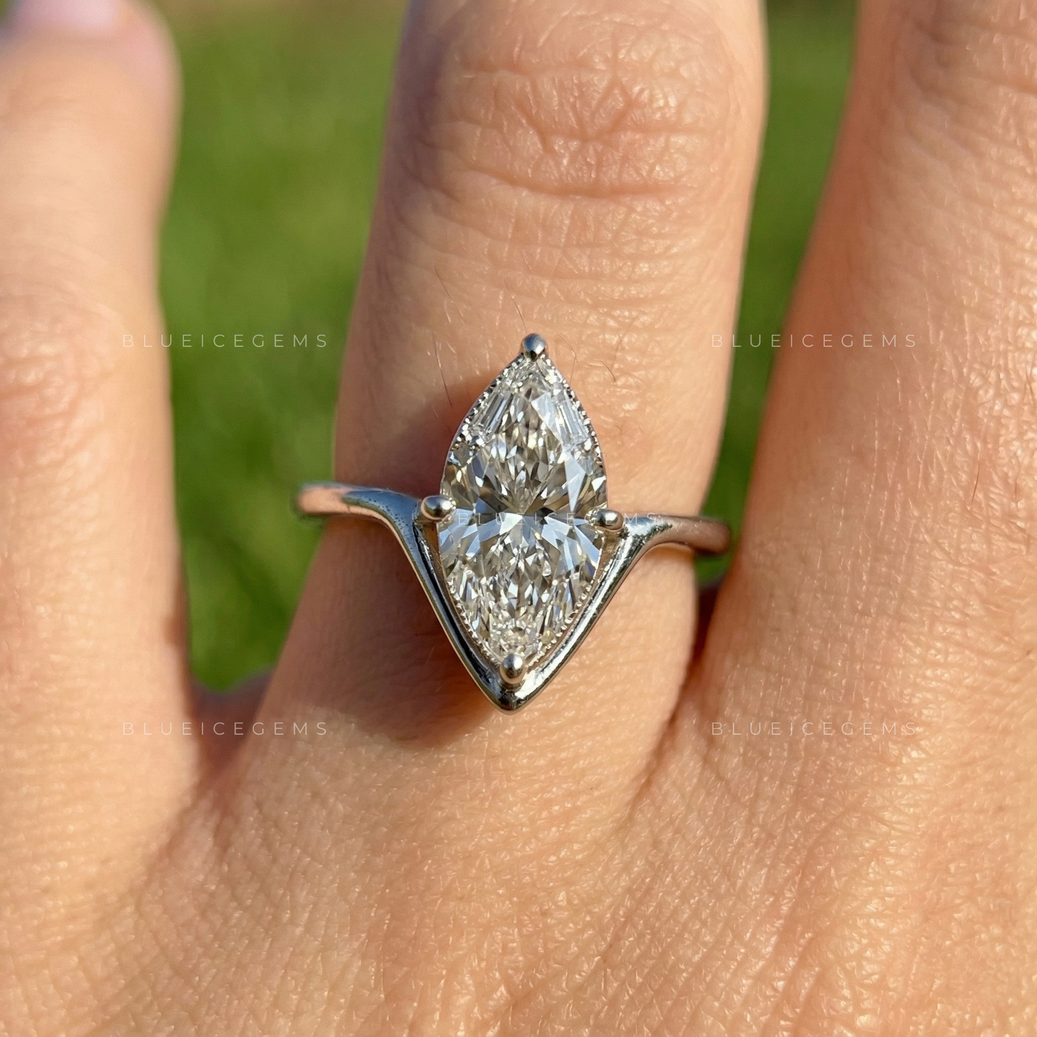 Regal Radiance Marquise Cut Solitaire Engagement Ring