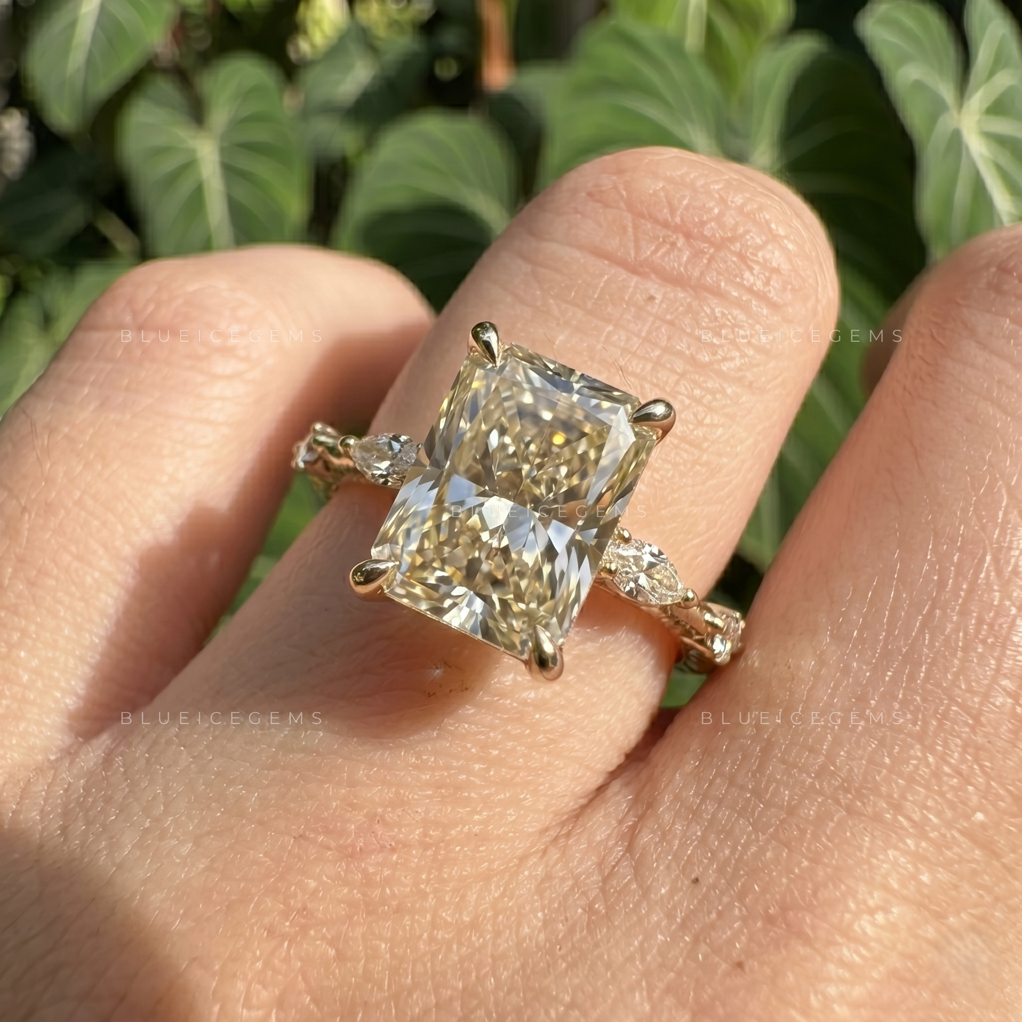 Radiant Cut Hidden Halo Pave Engagement Ring