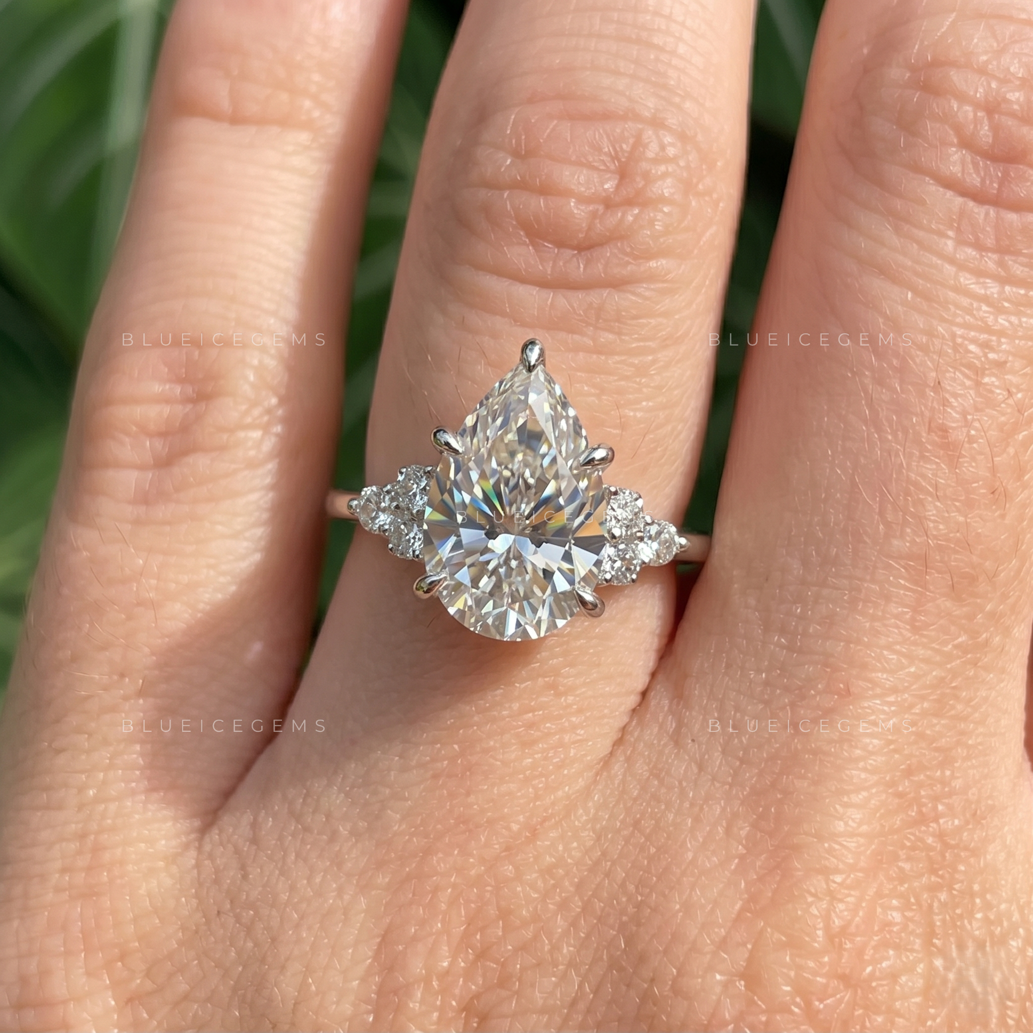 Enchanting Grace Pear Cut Claw Prong Solitaire Engagement Ring